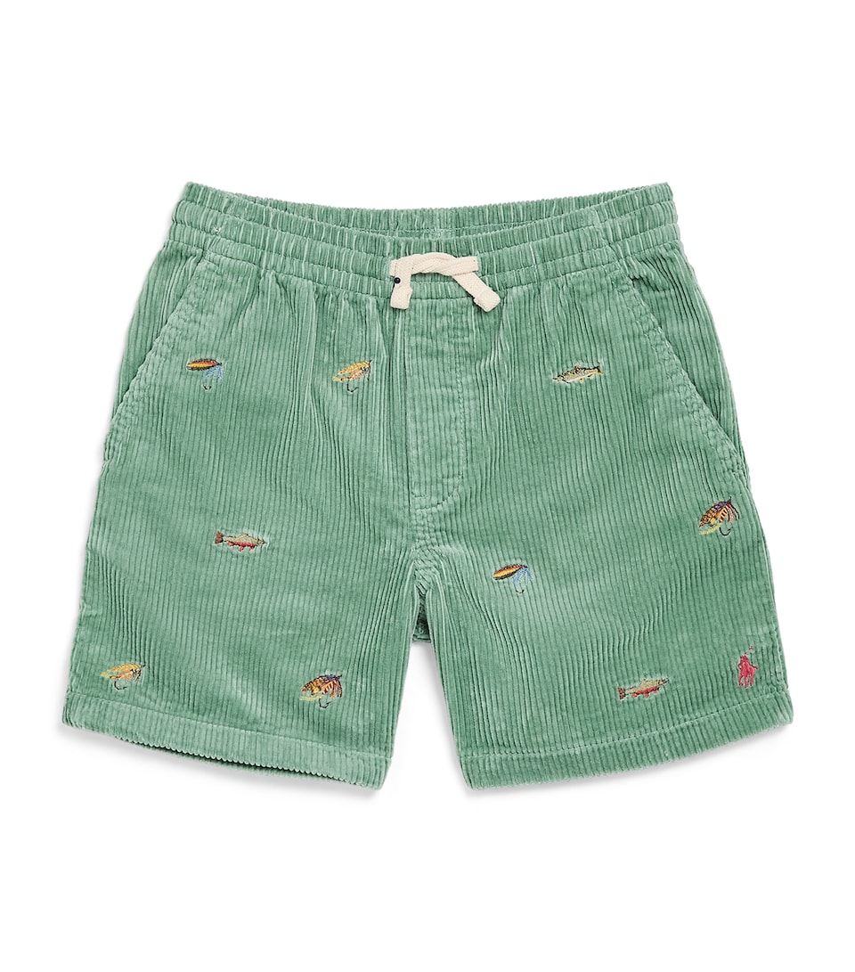 Ralph Lauren Kids Corduroy Embroidered Prepster Shorts (6-14 Years) Faded Mint