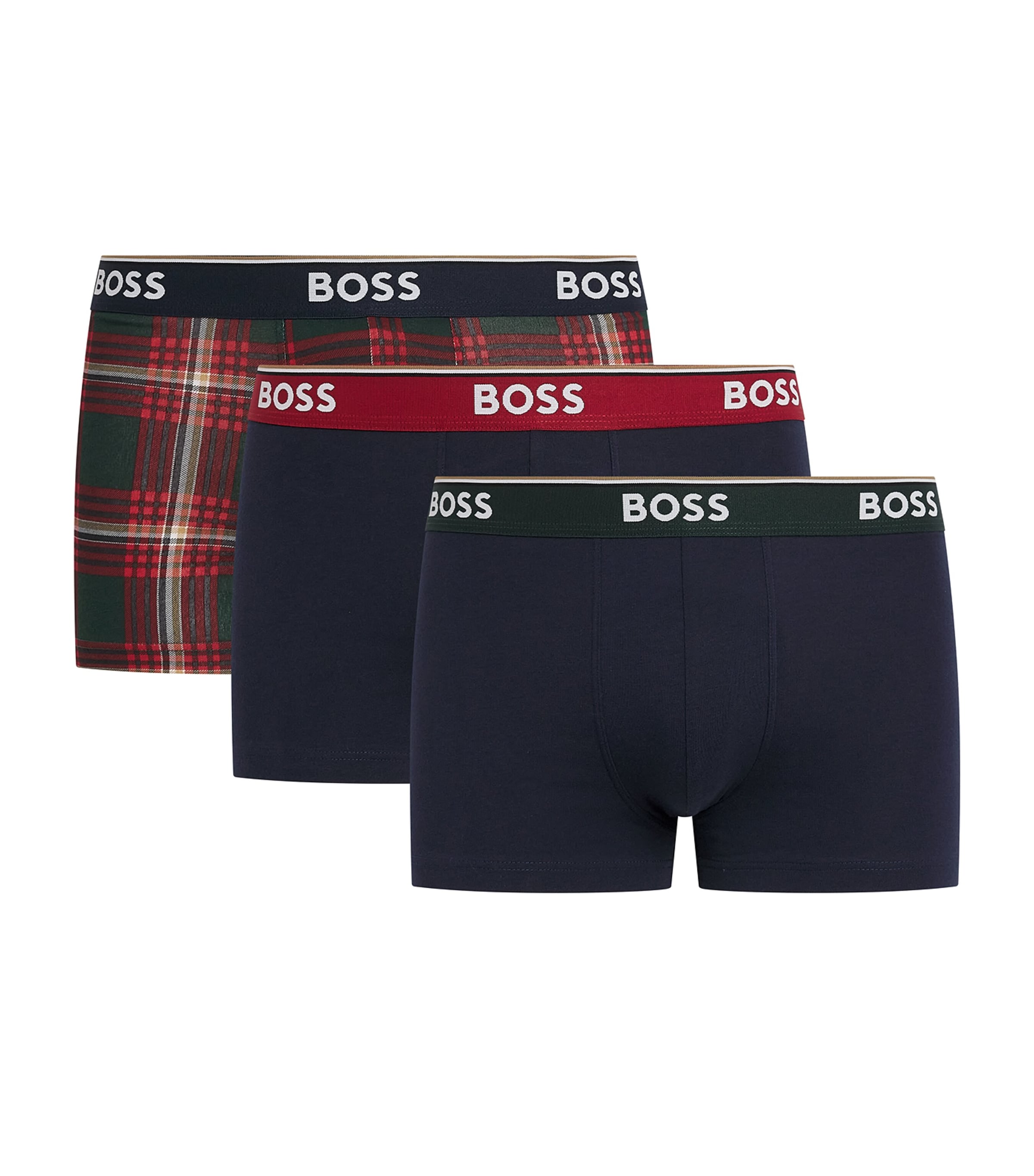BOSS Mens Stretch-Cotton Power Trunks (Pack of 3) Open Red
