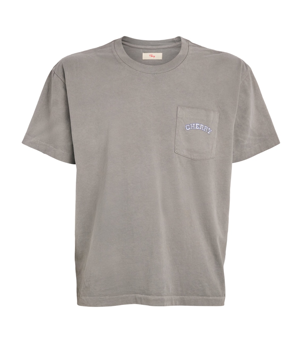 Cherry Los Angeles Mens Cotton Palamino Pocket T-Shirt Light Charcoal