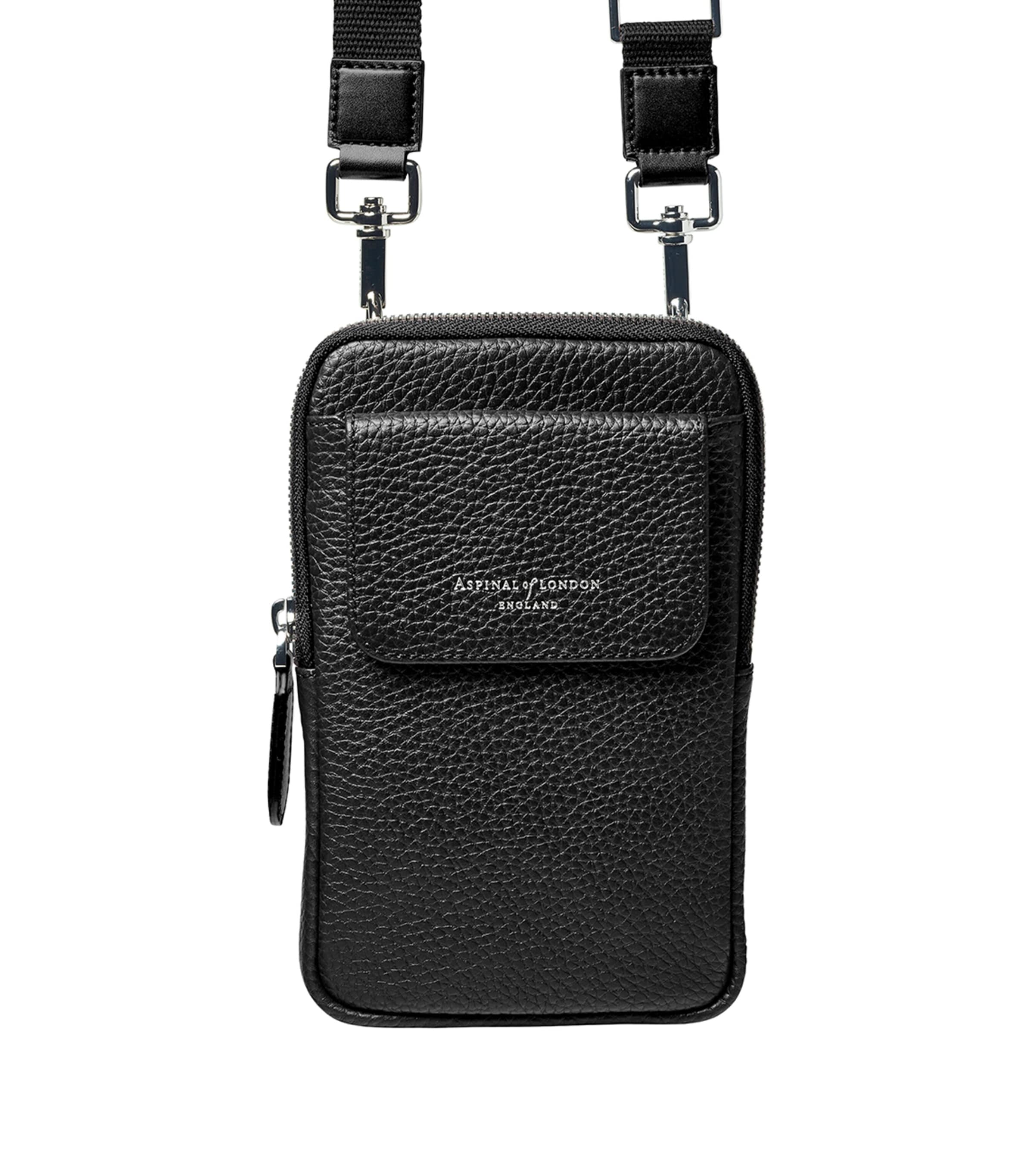 Aspinal Of London Leather Cross-Body Phone Pouch Black