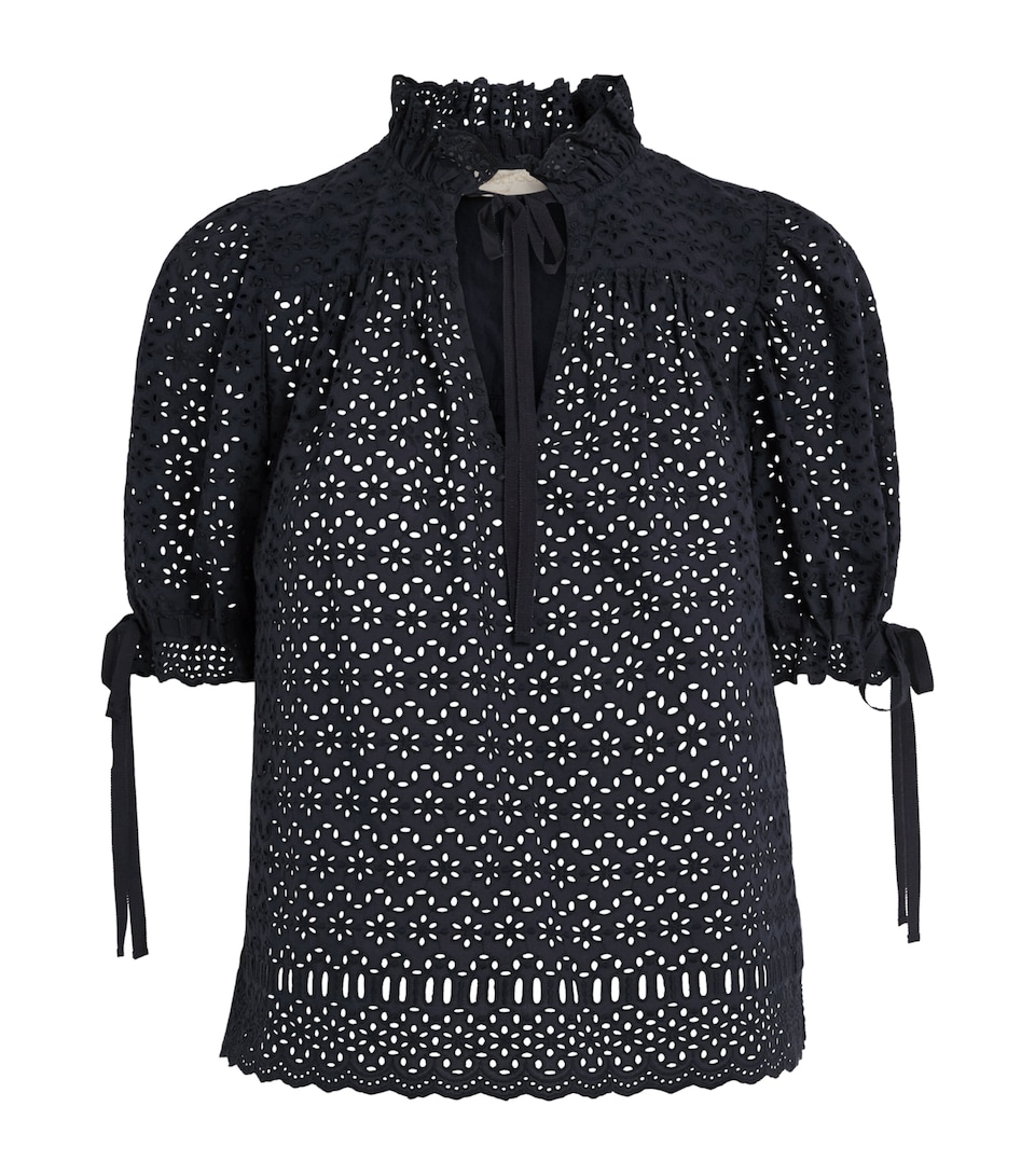 Ulla Johnson Womens Broderie Anglaise Alouette Blouse Midnight