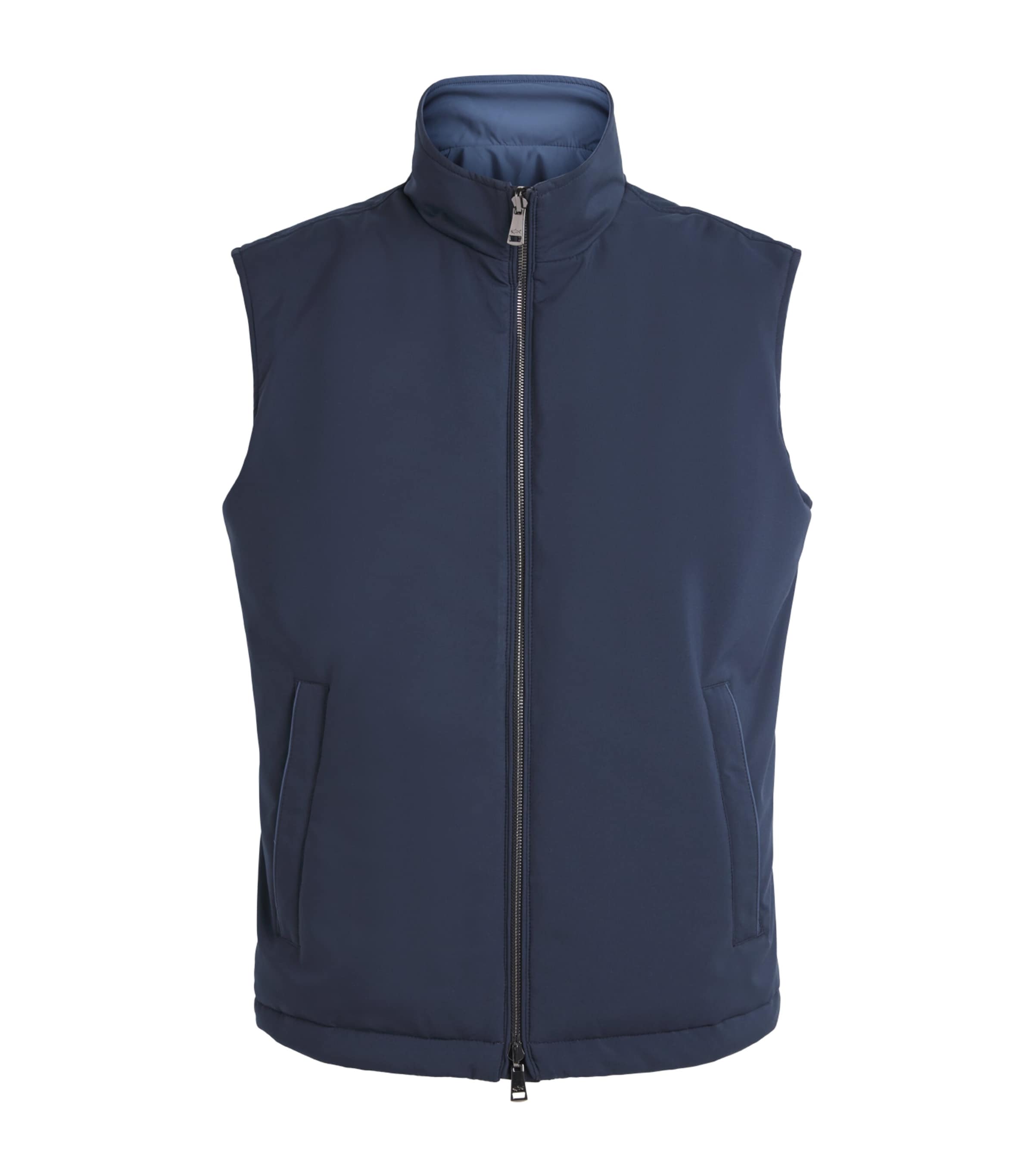 Paul & Shark Mens Padded Reversible Gilet Blue/ Cadet Blue