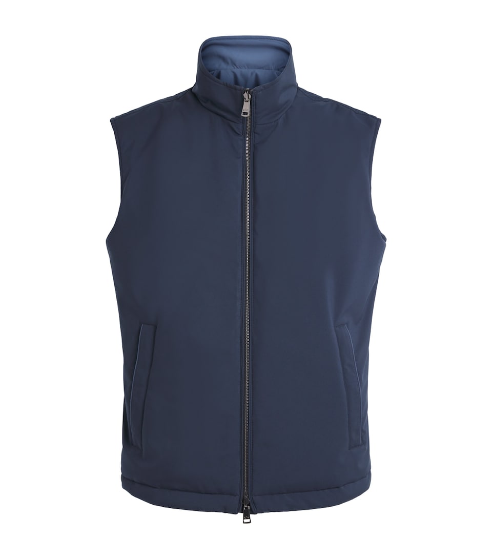 Paul & Shark Mens Padded Reversible Gilet Blue/ Cadet Blue
