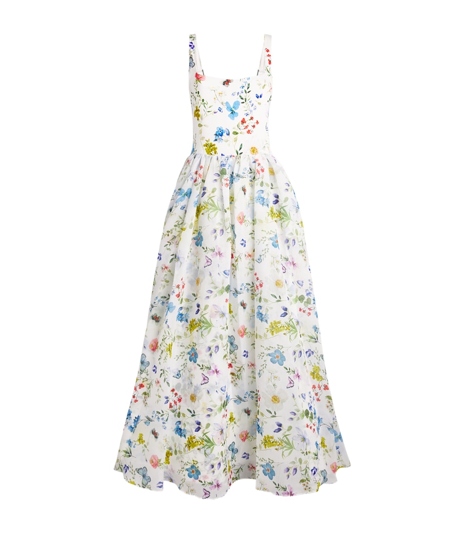 Alice+Olivia Womens Floral Maxi Dress Twstng Vines Off Wht