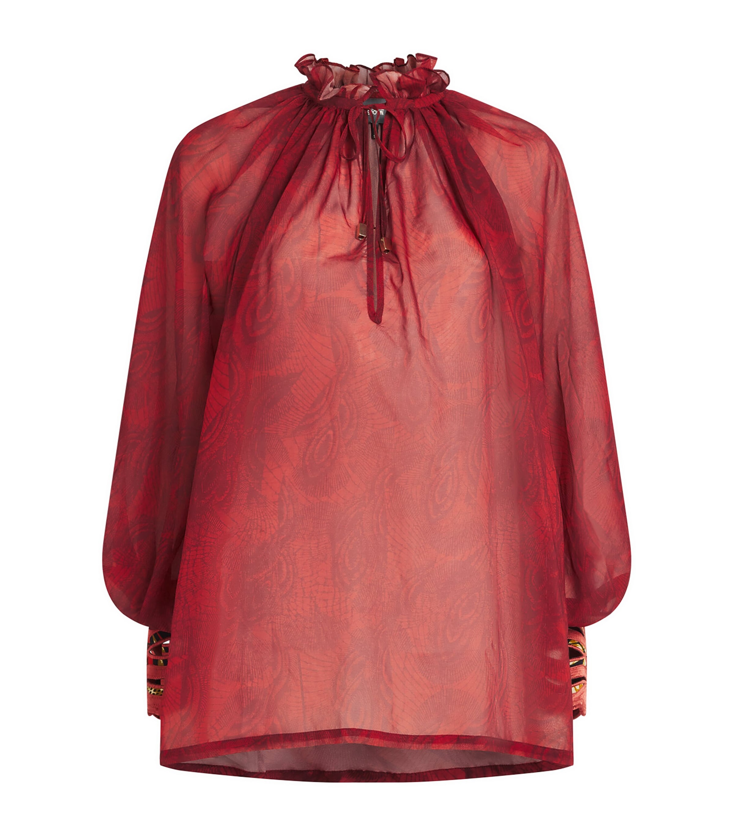Christie Brown Womens Tulle Printed Blouse Rs