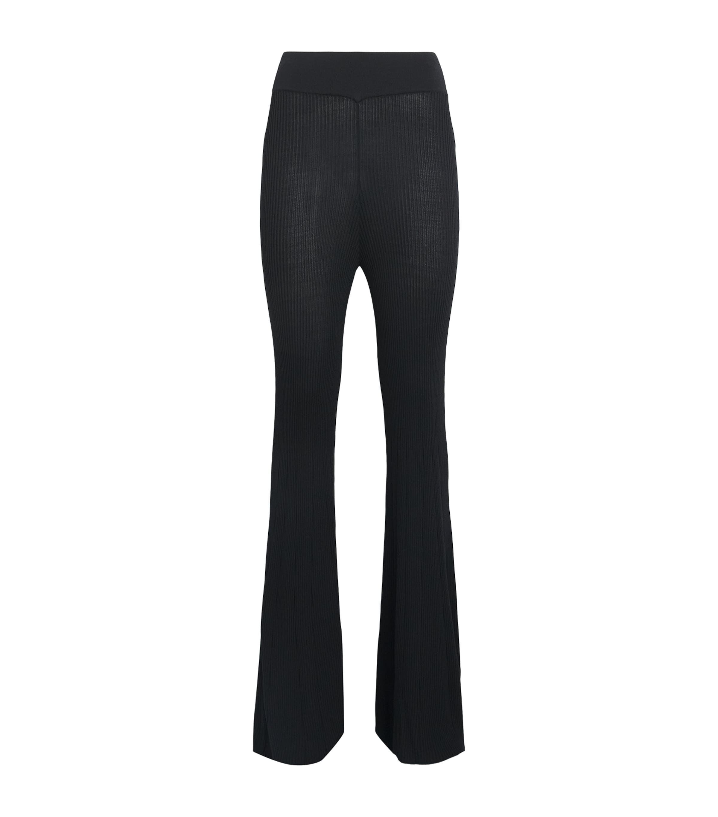 L'Agence Womens Rib-Knit Conan Flared Trousers Black