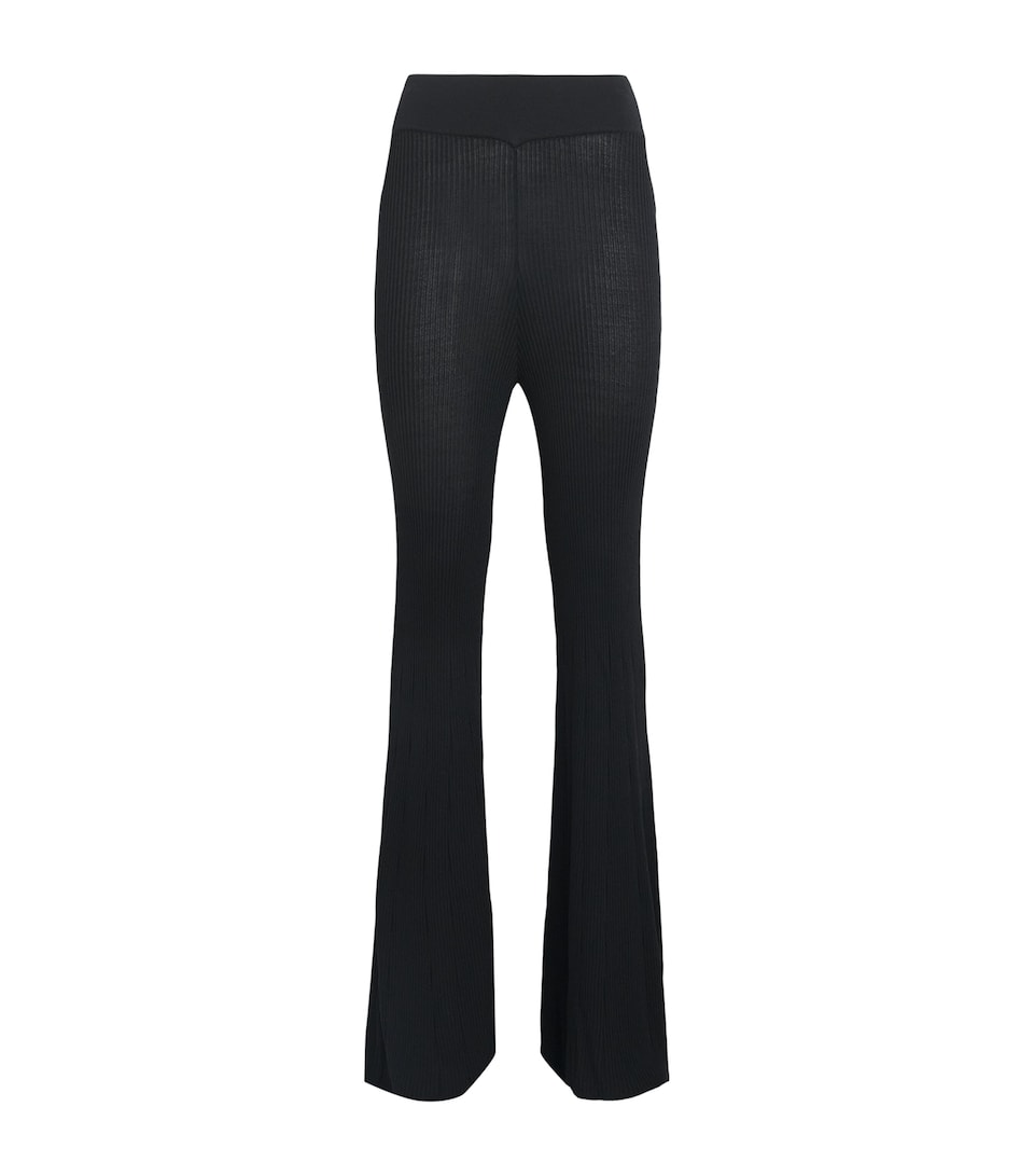 L'Agence Womens Rib-Knit Conan Flared Trousers Black