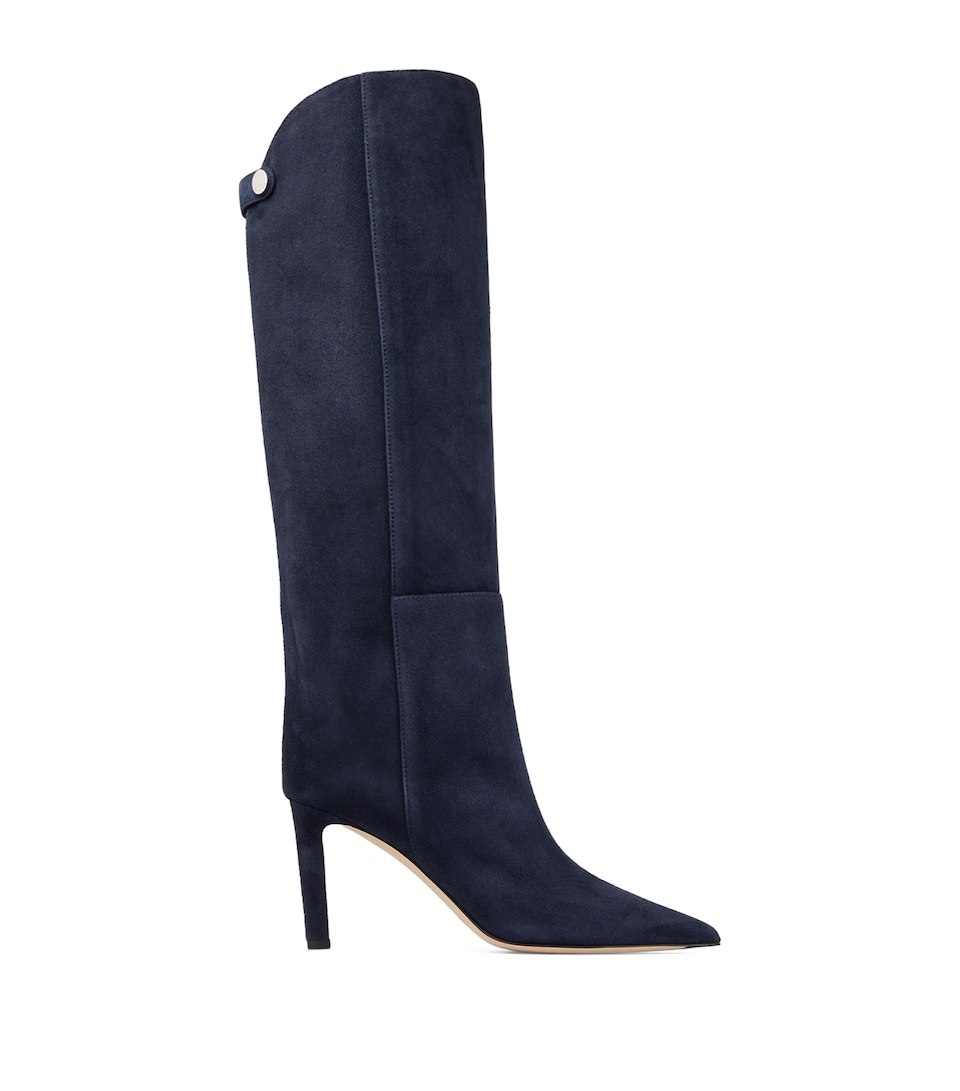 Jimmy Choo Alizze 85 Suede Knee-High Boots Marine