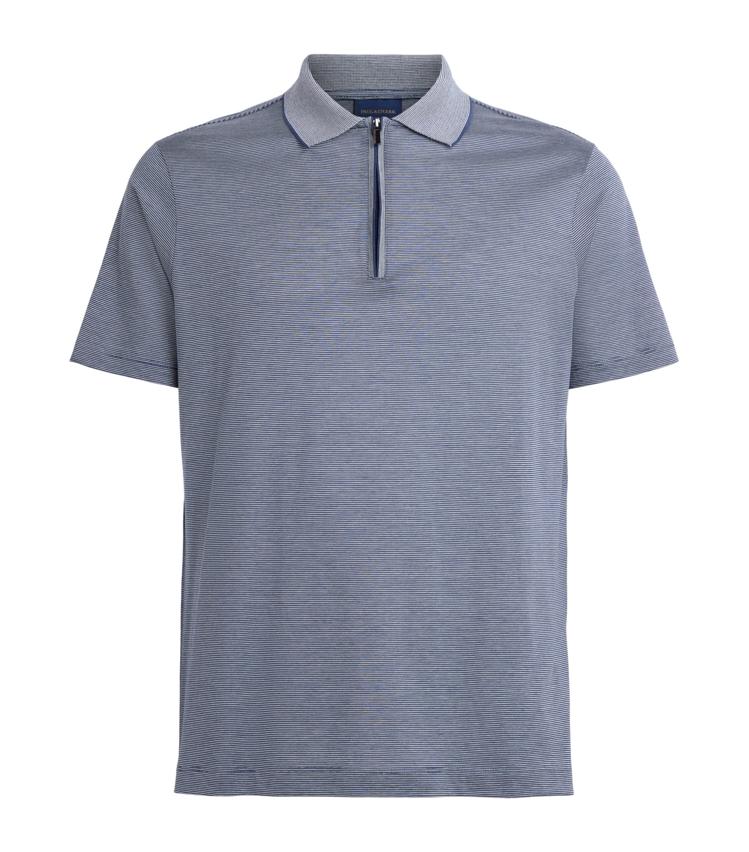 Paul & Shark Mens Cotton-Silk Stripe Polo Shirt Navy
