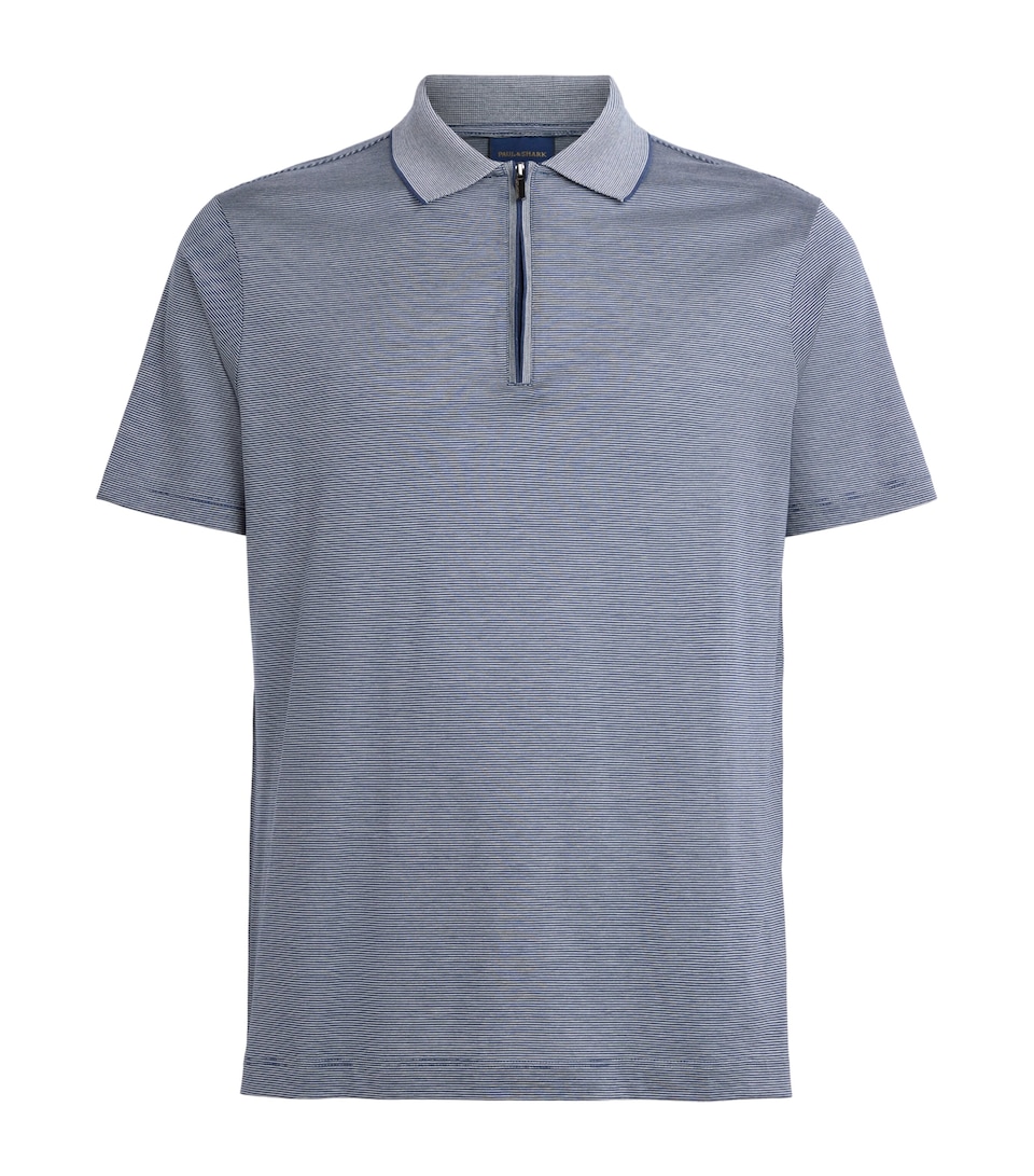 Paul & Shark Mens Cotton-Silk Stripe Polo Shirt Navy