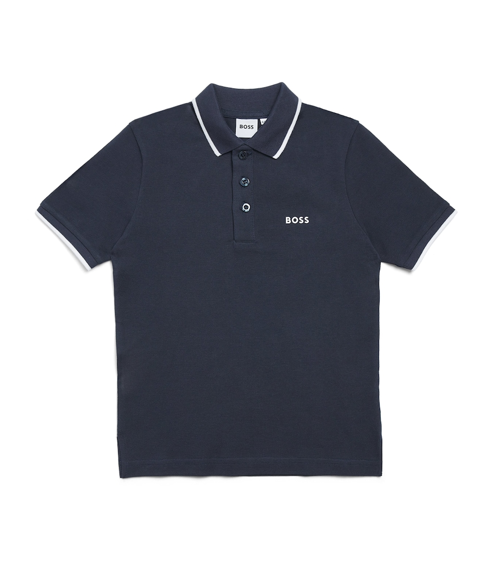 BOSS Kidswear Cotton Logo Polo Shirt (4-16 Years) Navy