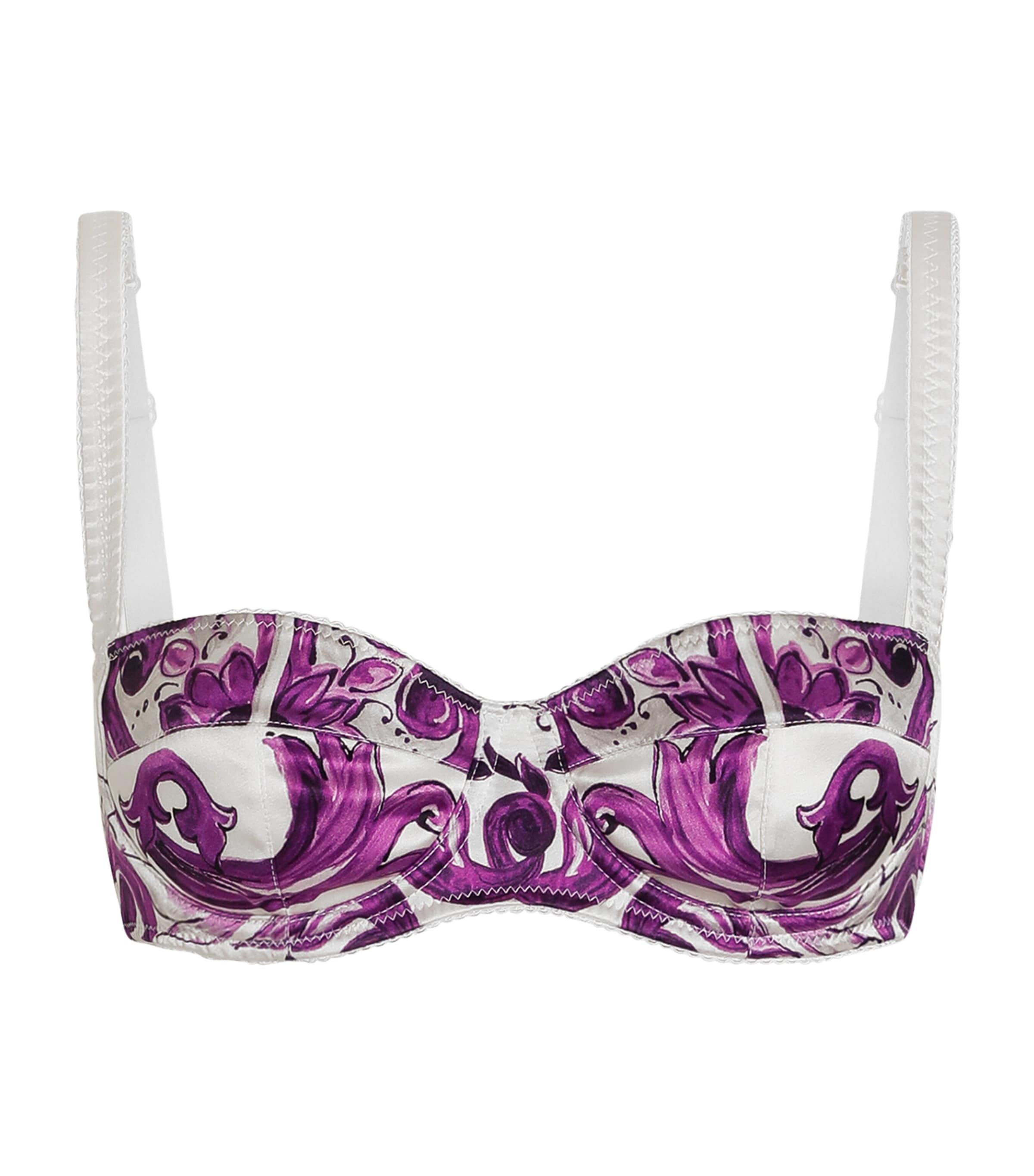 Silk-Blend Majolica Print Bra Top