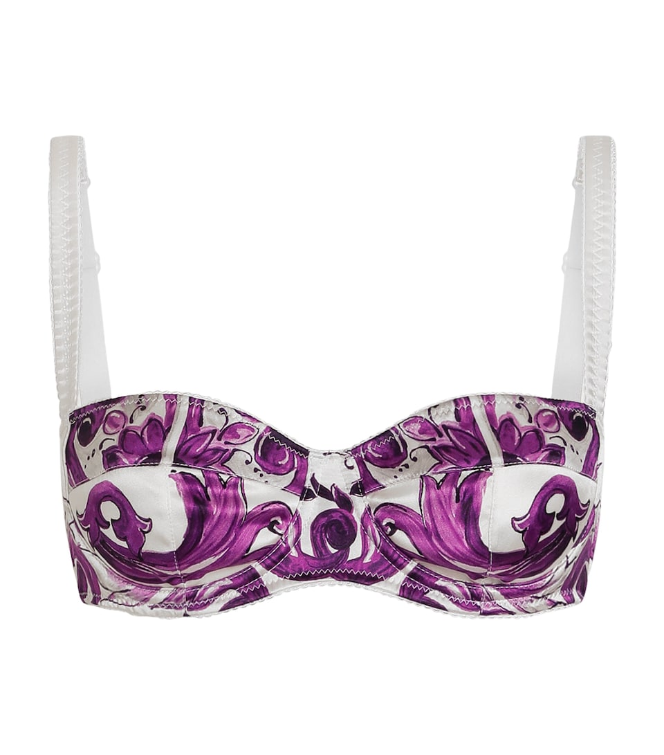 Silk-Blend Majolica Print Bra Top