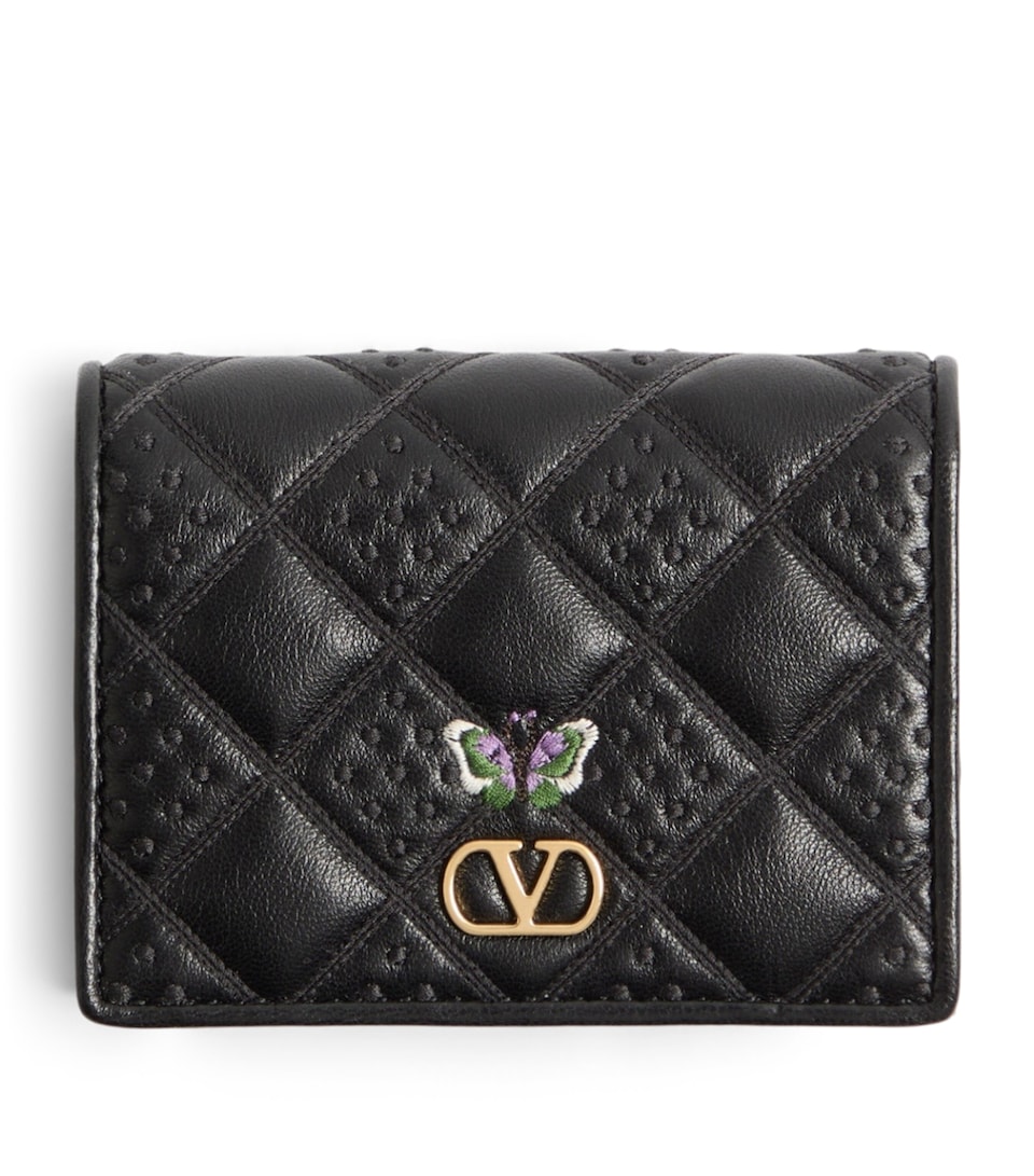 Valentino Garavani Leather Flutterby Flap French Wallet