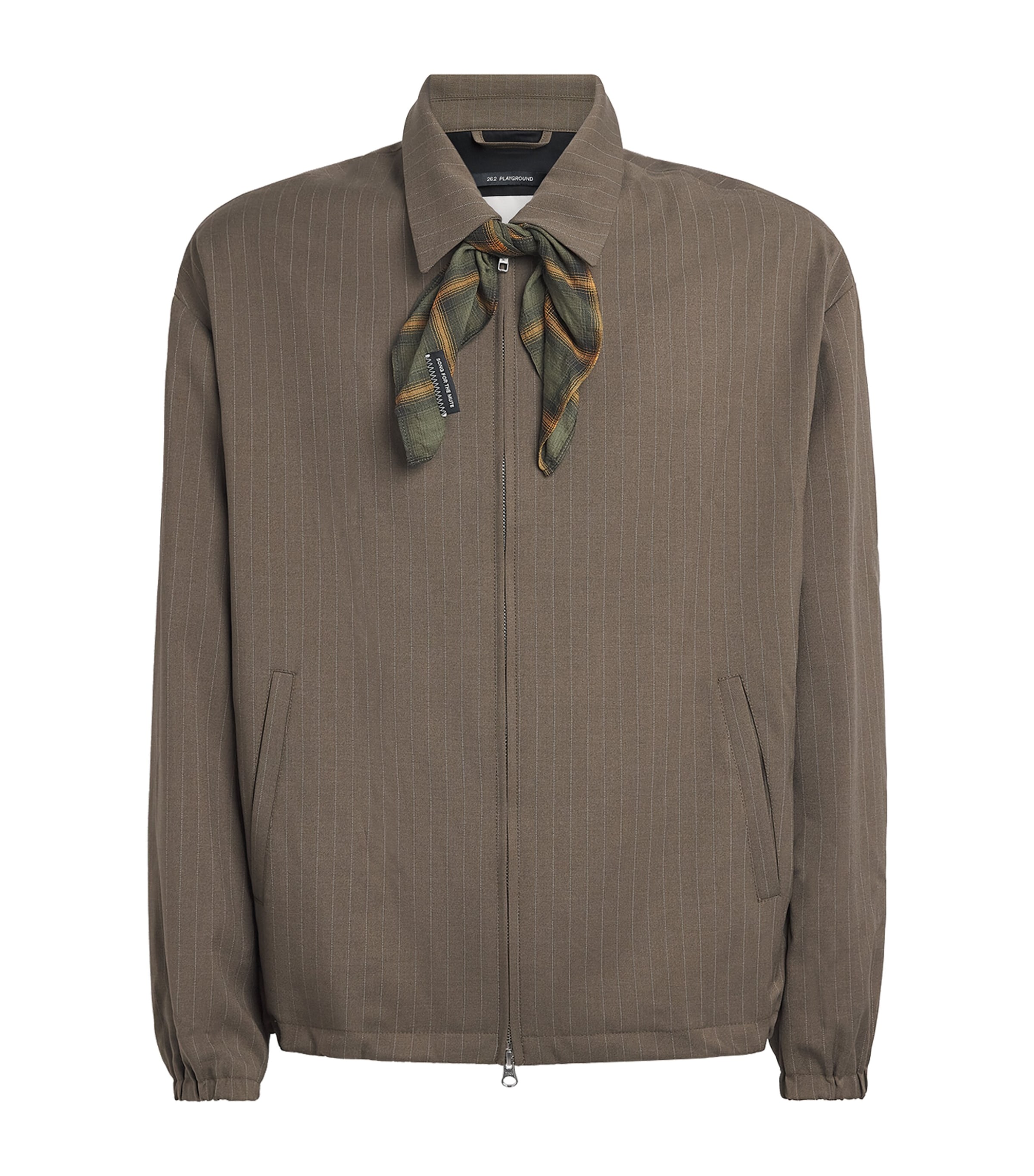 Song For The Mute Mens Stripe Slim Coach Jacket Taupe