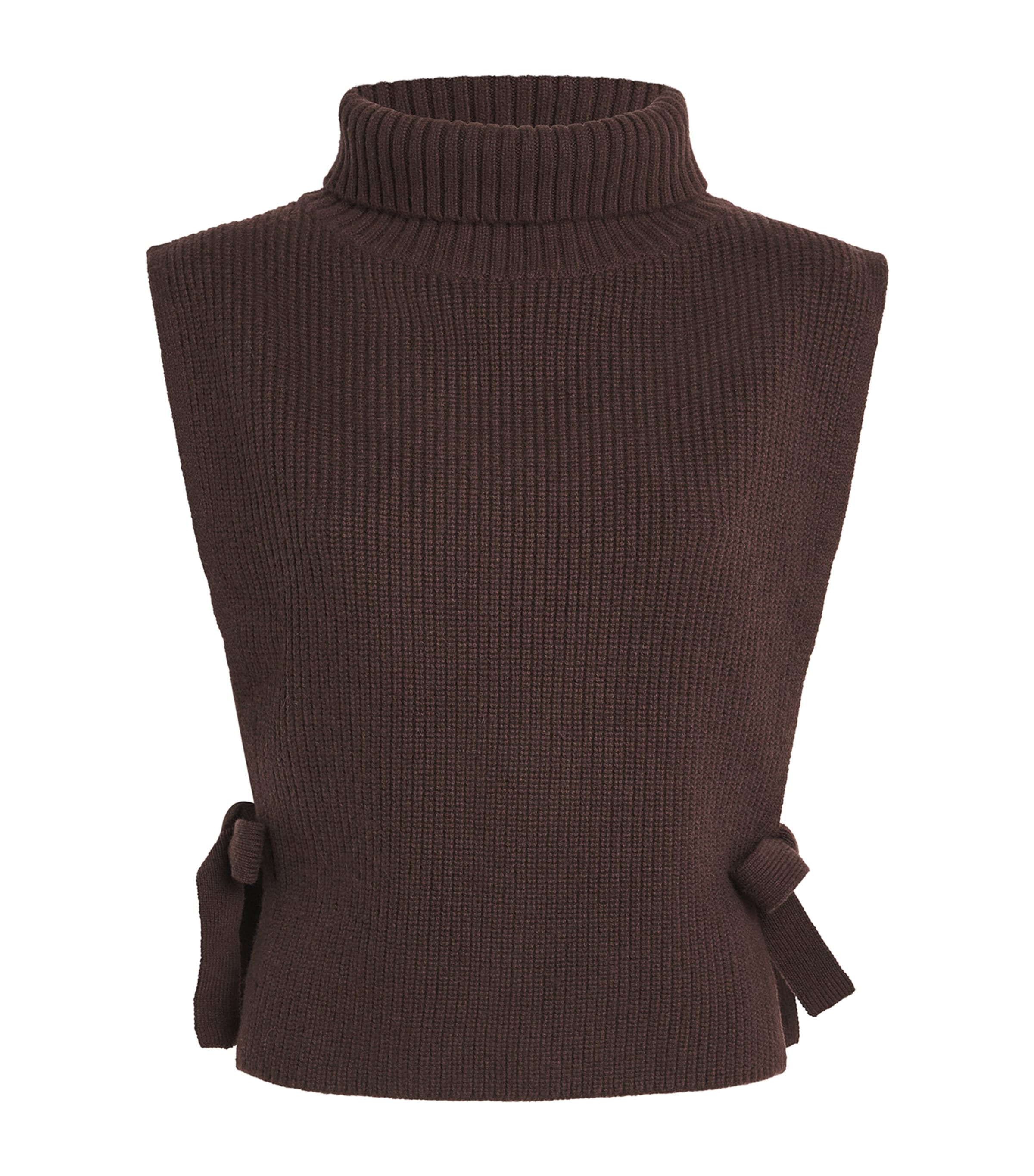 Maje Womens Wool-Cashmere Sweater Collar Dark Brown