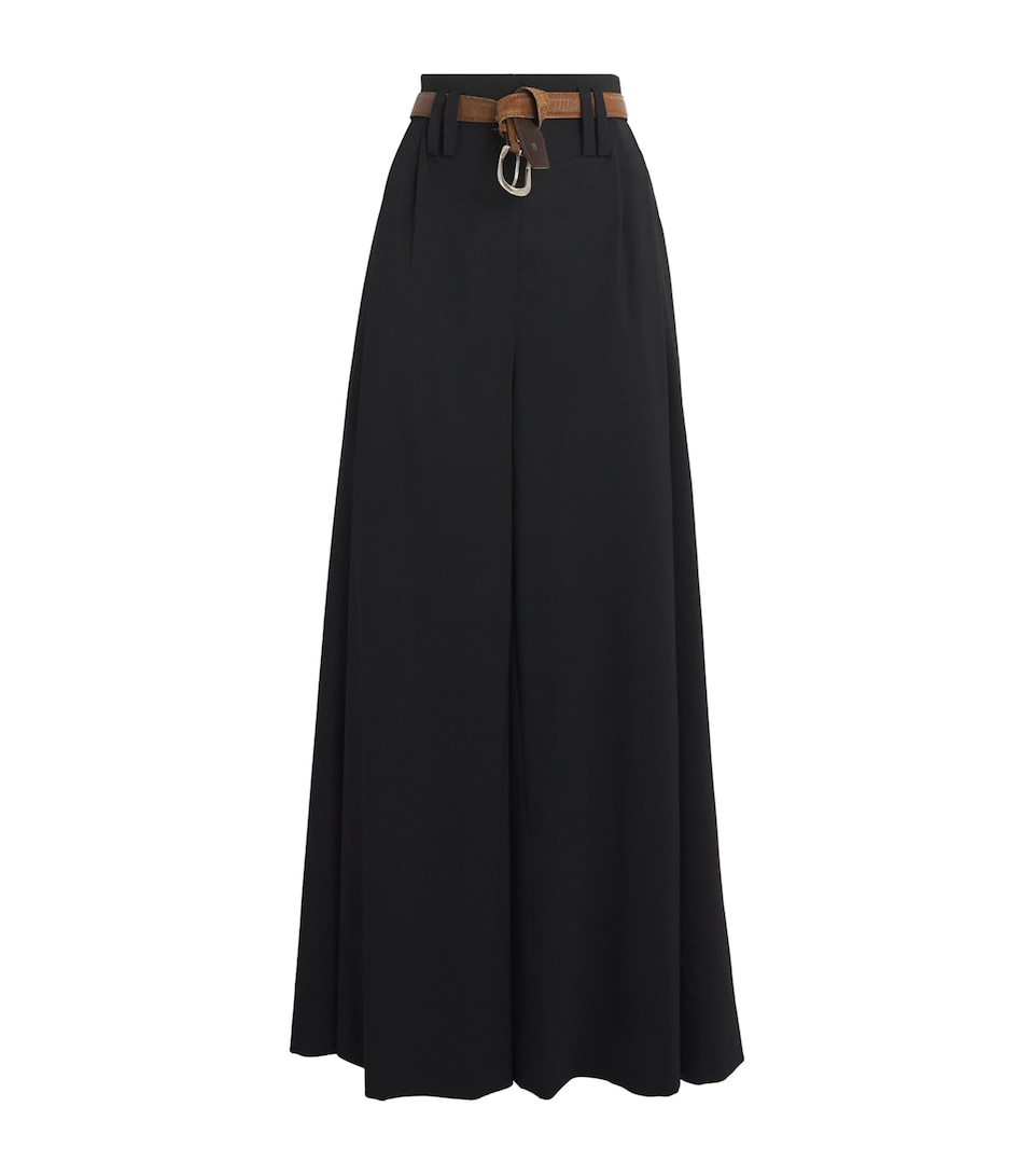 Wool Full-Split Wide-Leg Trousers