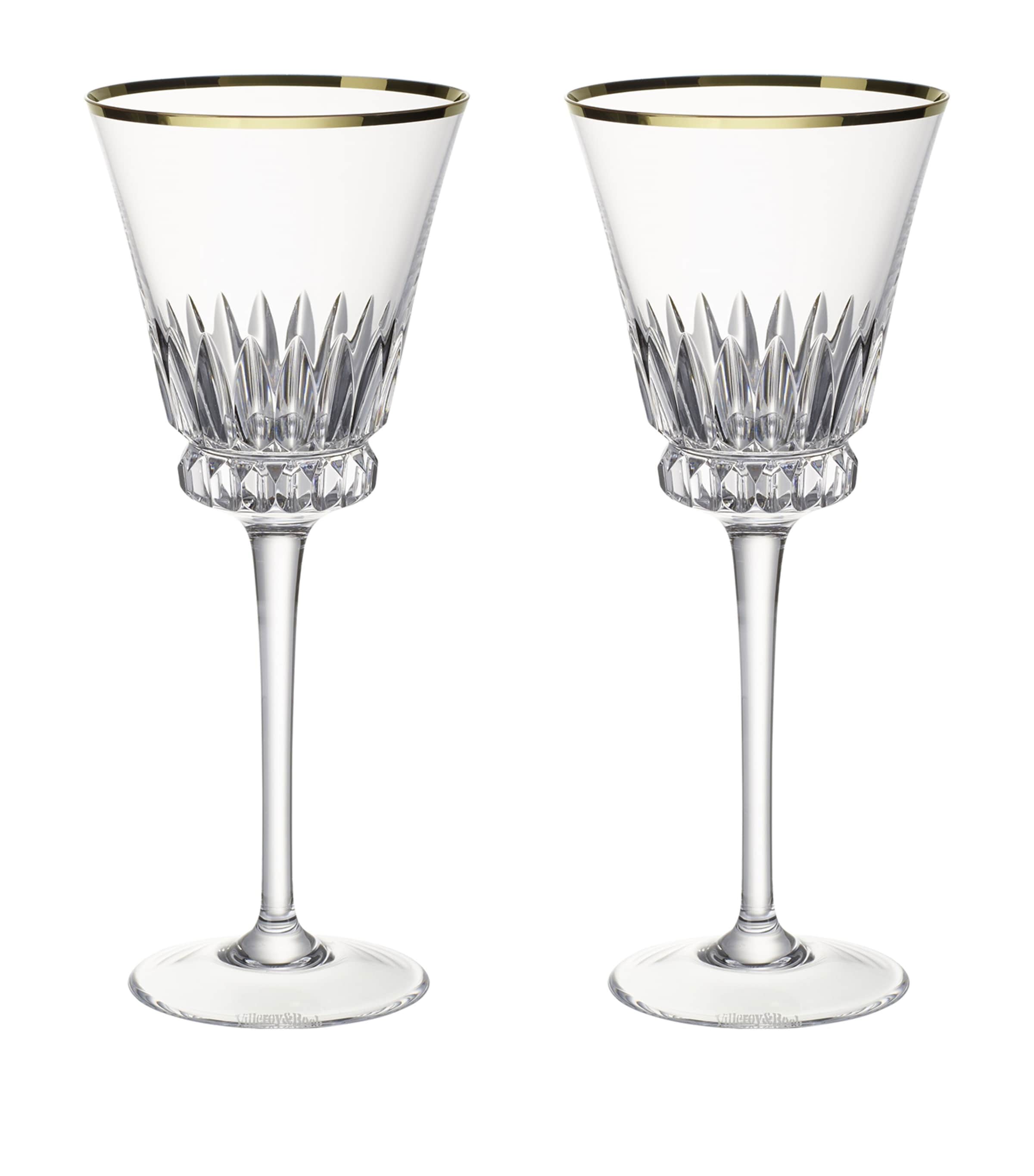 Villeroy & Boch Crystal Grand Royal Gold White Wine Glasses (Set of 2) Clear