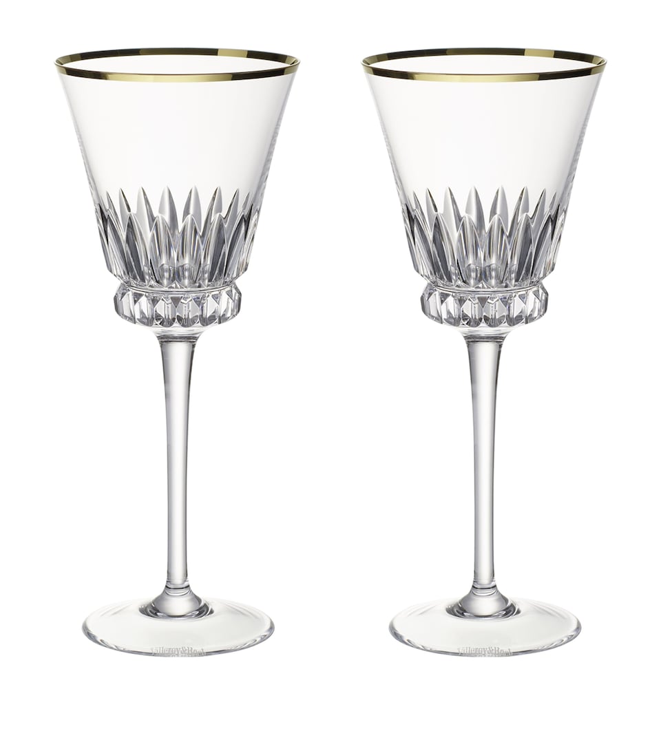 Villeroy & Boch Crystal Grand Royal Gold White Wine Glasses (Set of 2) Clear