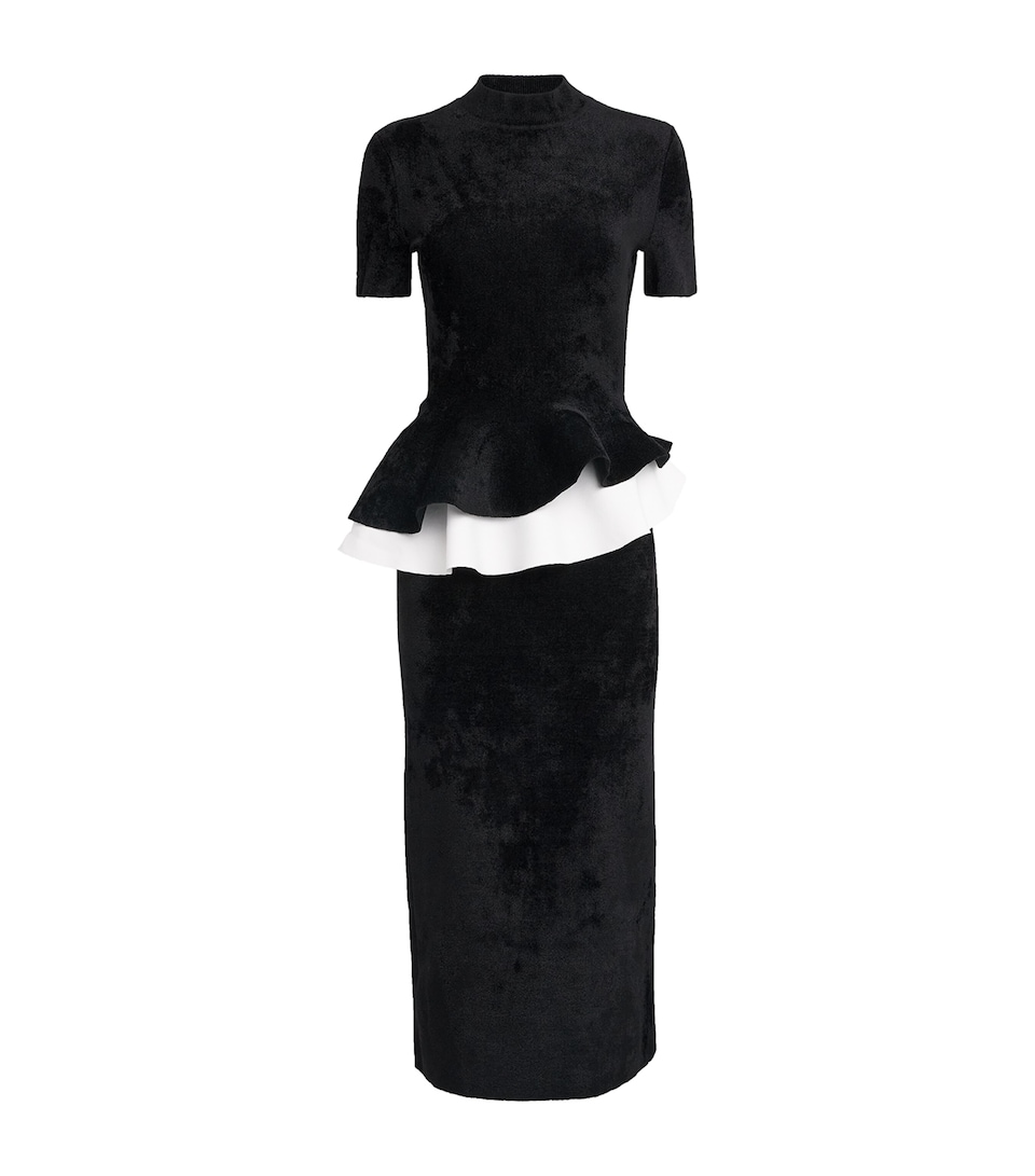 Roland Mouret Womens Asymmetric Peplum Midi Dress Black