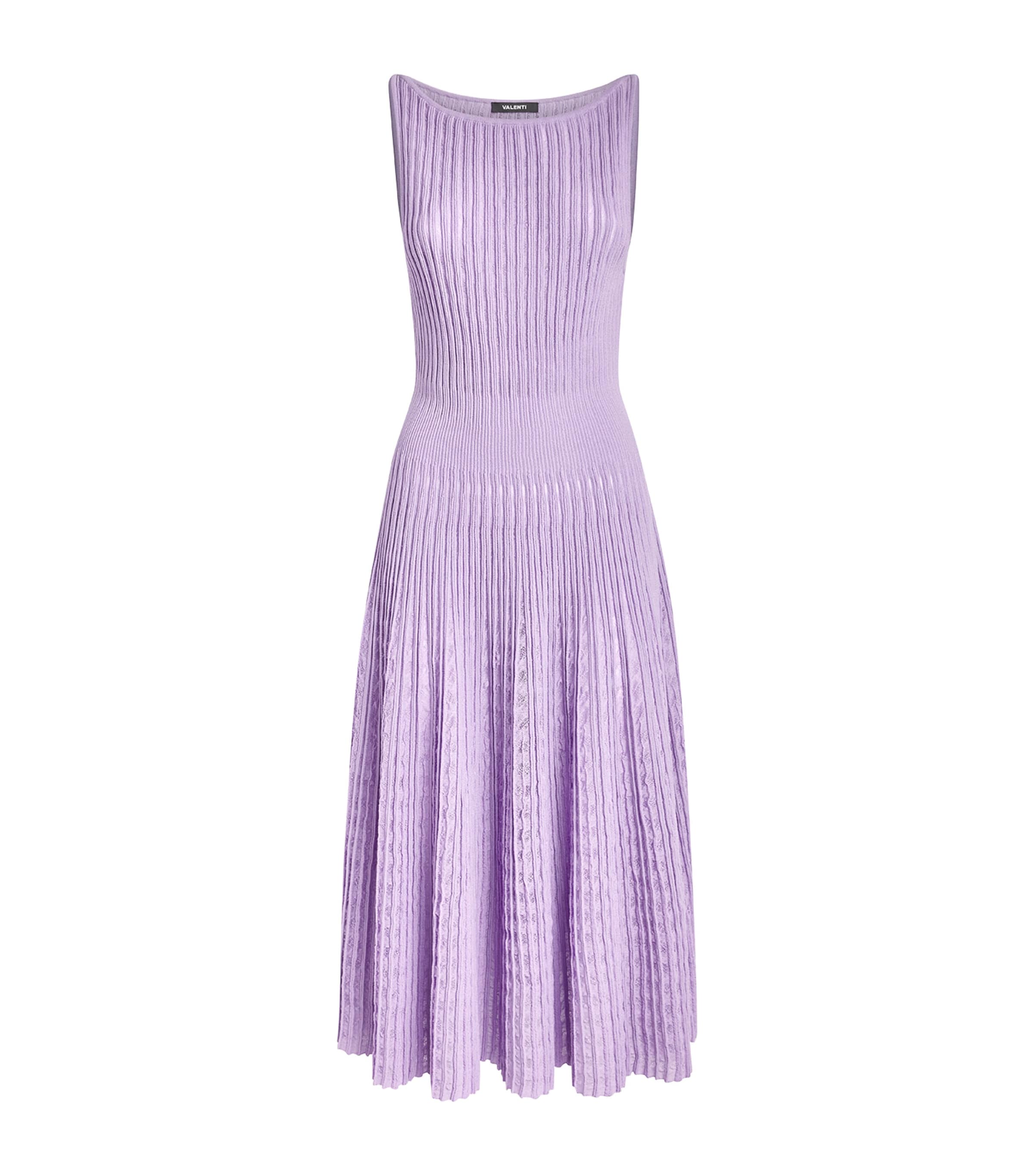 VALENTI Womens Knitted Isabela Midi Dress Lilac