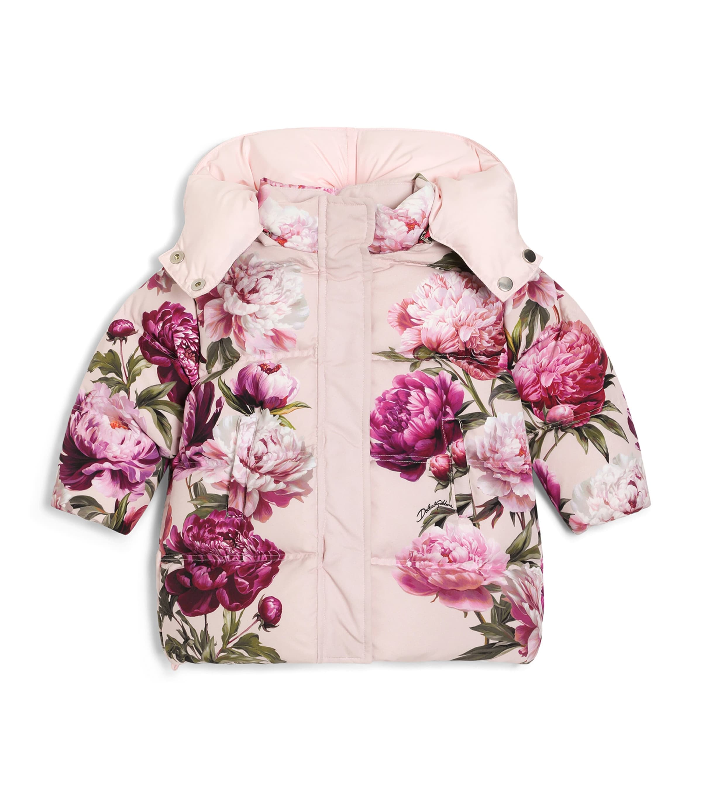 Dolce&Gabbana Kids Secret Garden Puffer Jacket (3-30 Months) Peonie F.rosa
