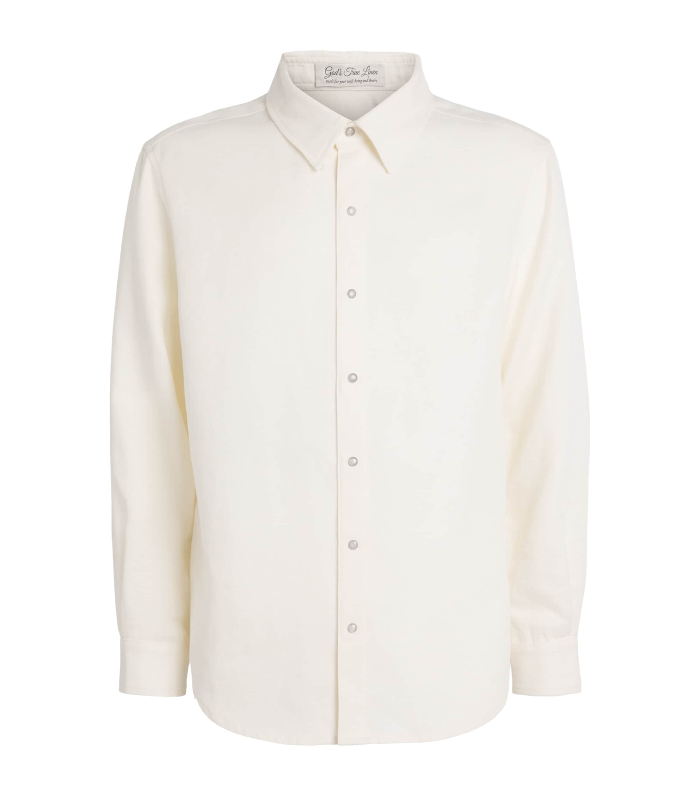 GOD'S TRUE CASHMERE Mens Linen Ivory Shirt Moonstone