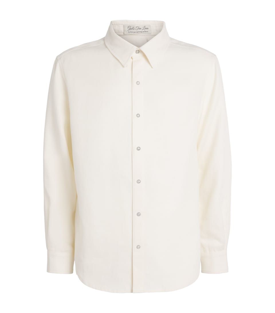 GOD'S TRUE CASHMERE Mens Linen Ivory Shirt Moonstone