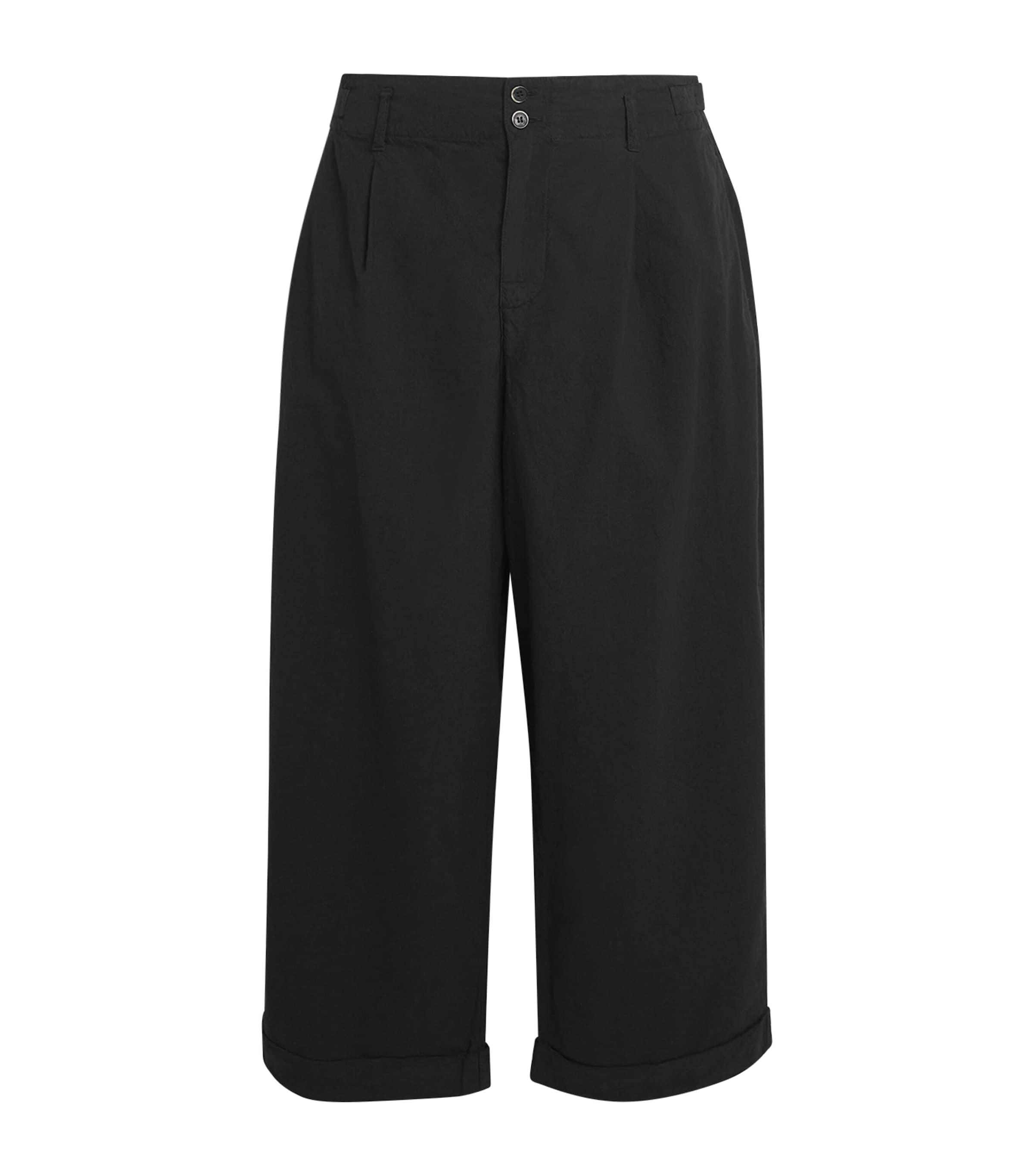 Cotton Crinkle Wide-Leg Trousers