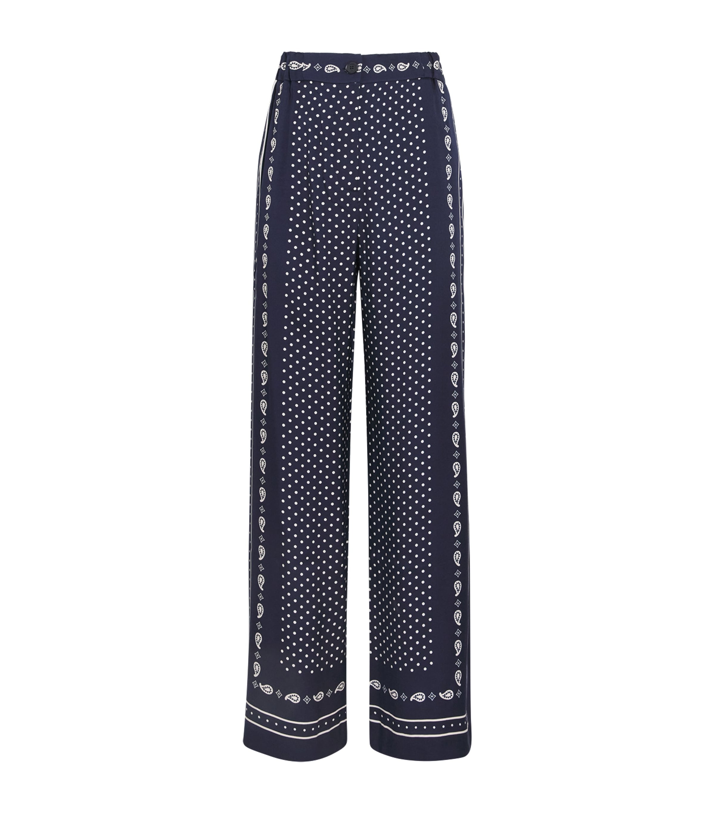 Maje Womens Printed Wide-Leg Trousers Navy Polka Dot