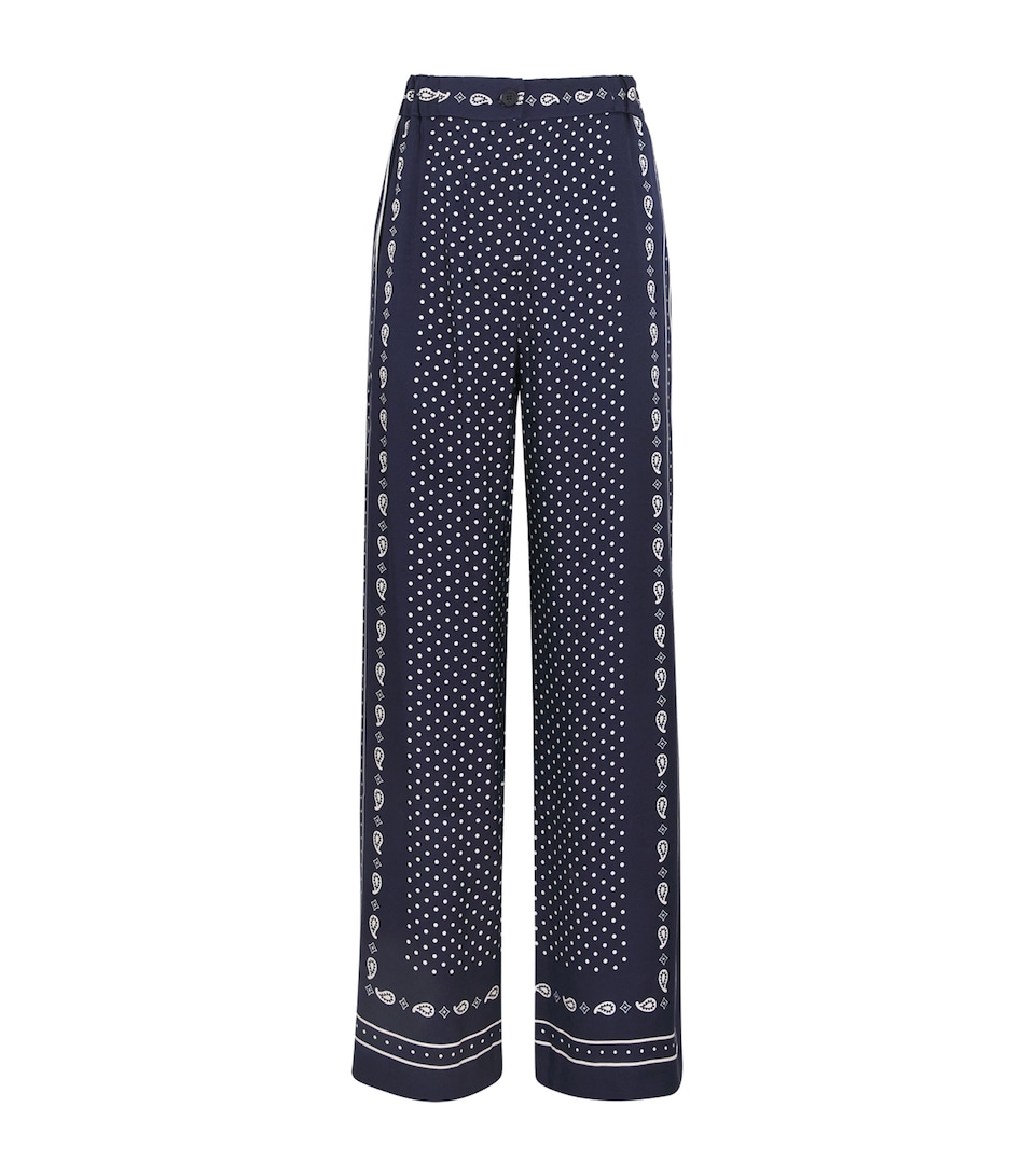 Maje Womens Printed Wide-Leg Trousers Navy Polka Dot