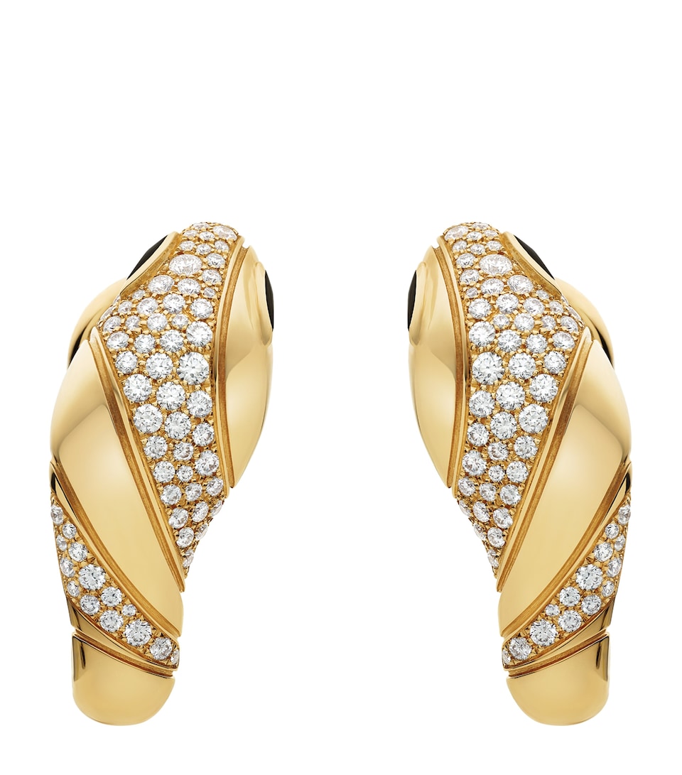 Bvlgari Yellow Gold and Diamond Serpenti Hoop Earrings Yellow Gold