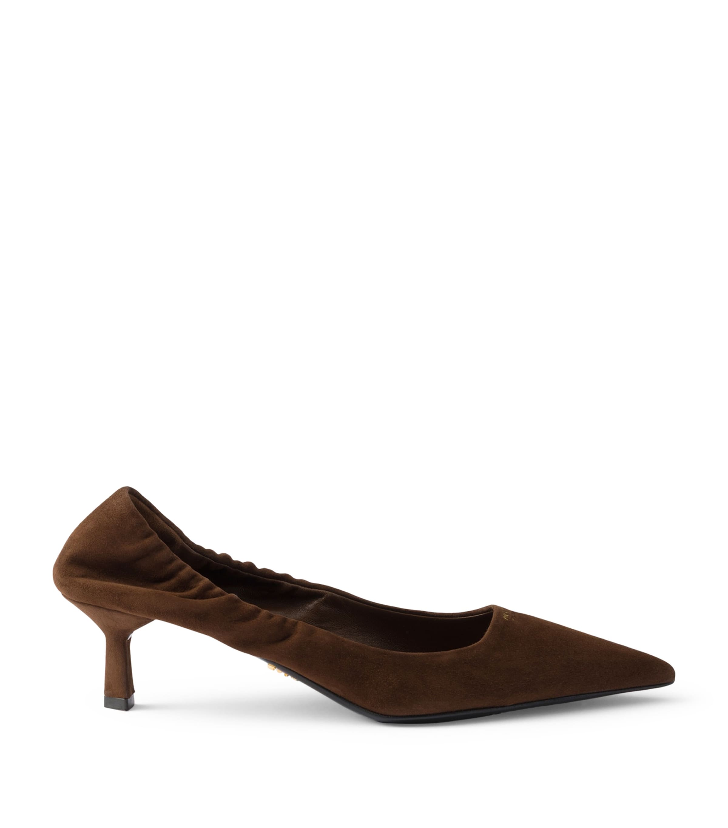 Prada Suede Logo Pumps 55 Brown