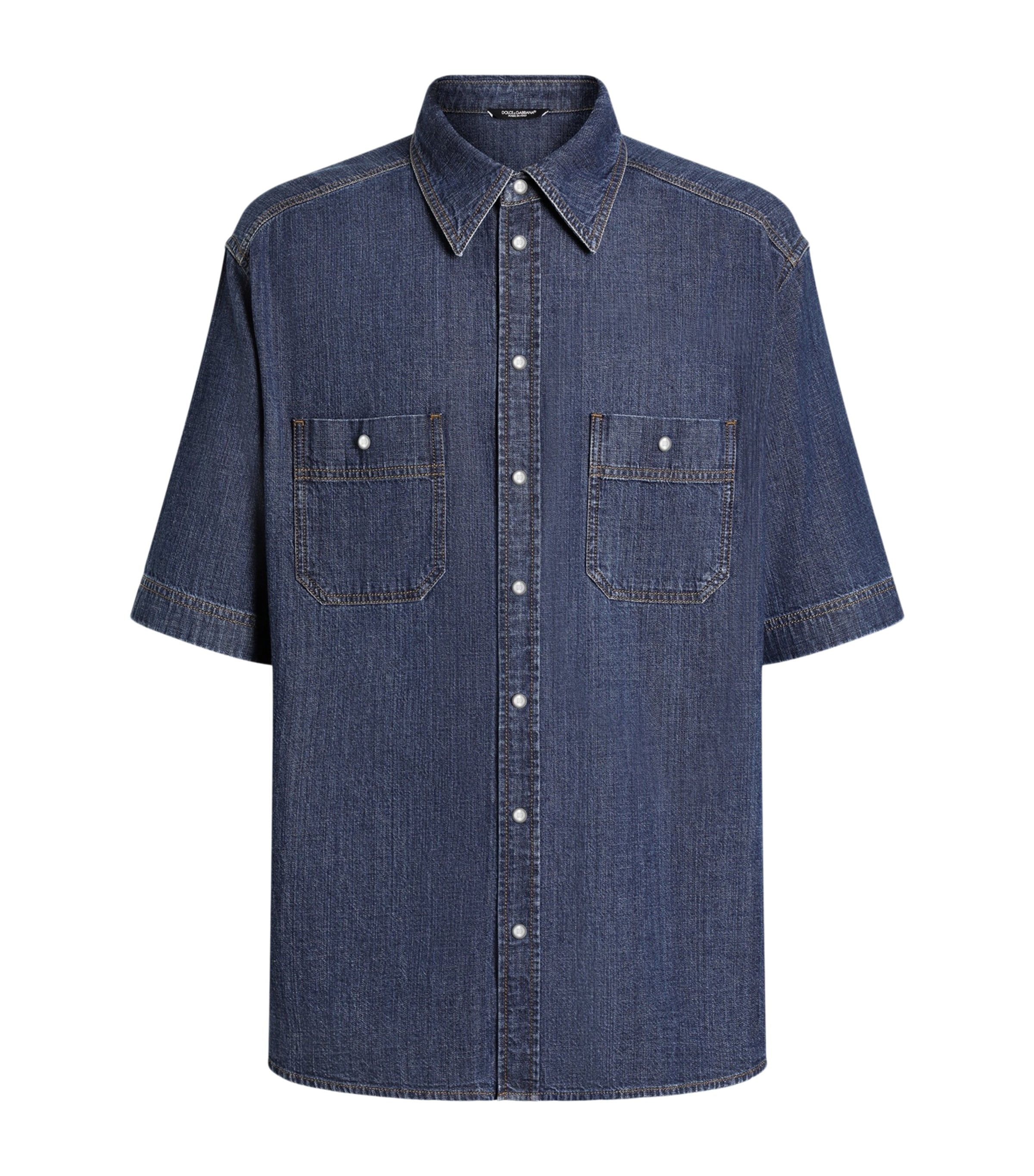 Dolce&Gabbana Mens Denim Oversized Short-Sleeve Shirt Combined Colour