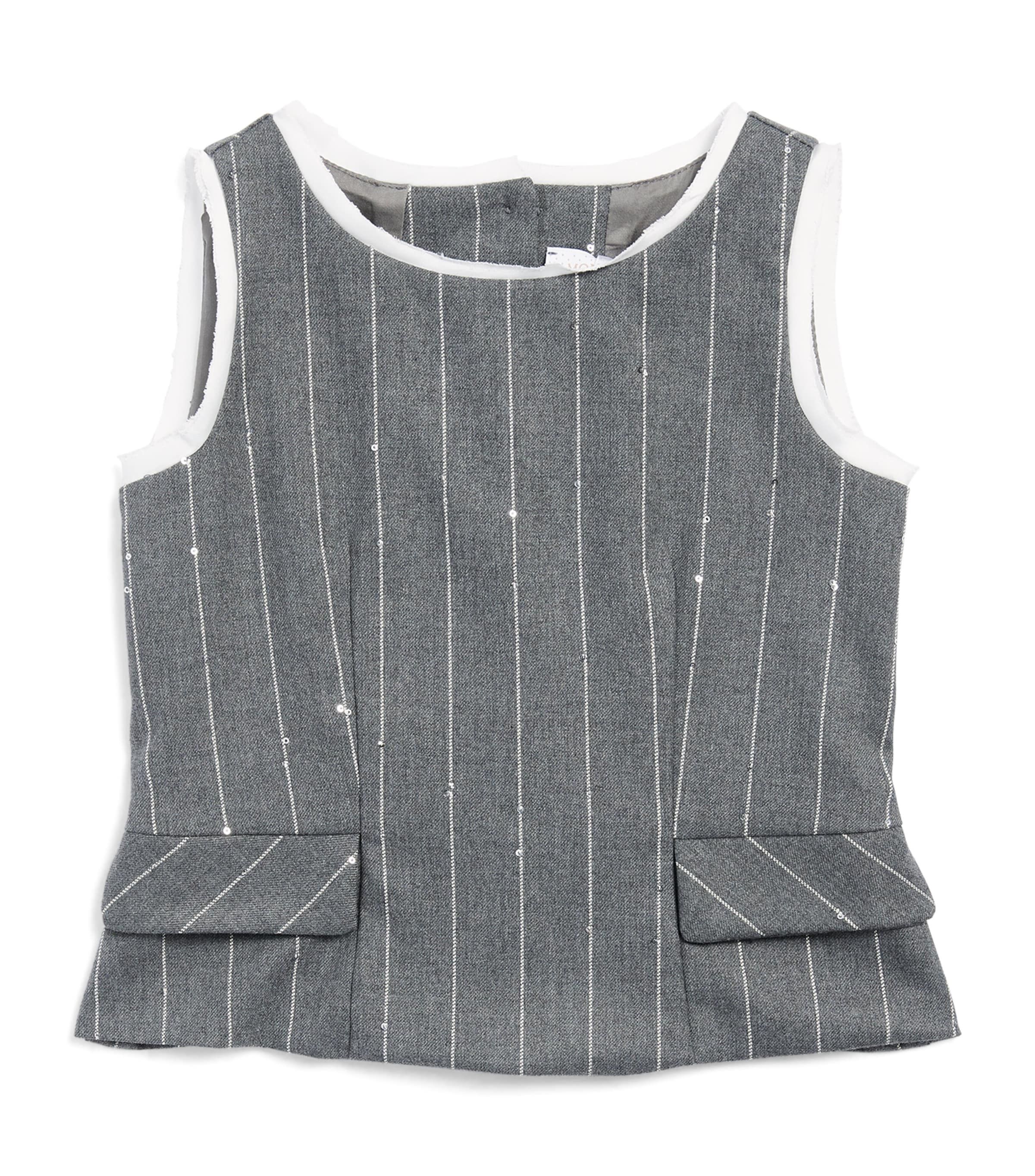 Monnalisa Pinstripe Levantina Sleeveless Top (4-12 Years) Grigio Medio