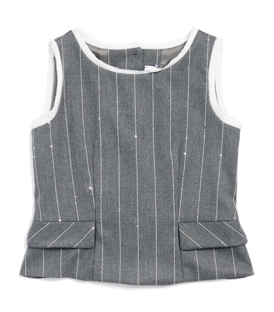 Monnalisa Pinstripe Levantina Sleeveless Top (4-12 Years) Grigio Medio