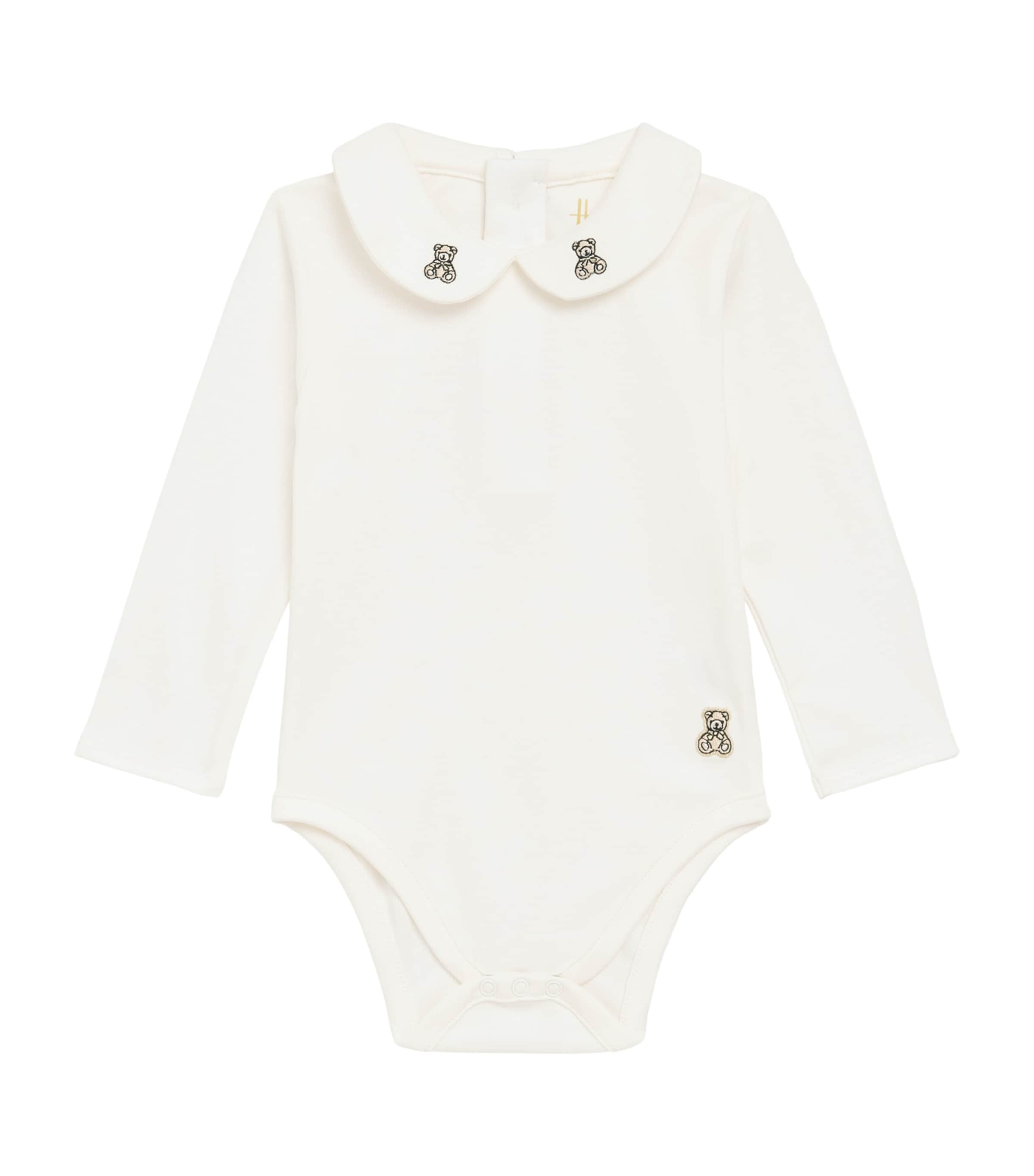 Harrods Pima Cotton Embroidered Bodysuit (0-18 Months) Ivory