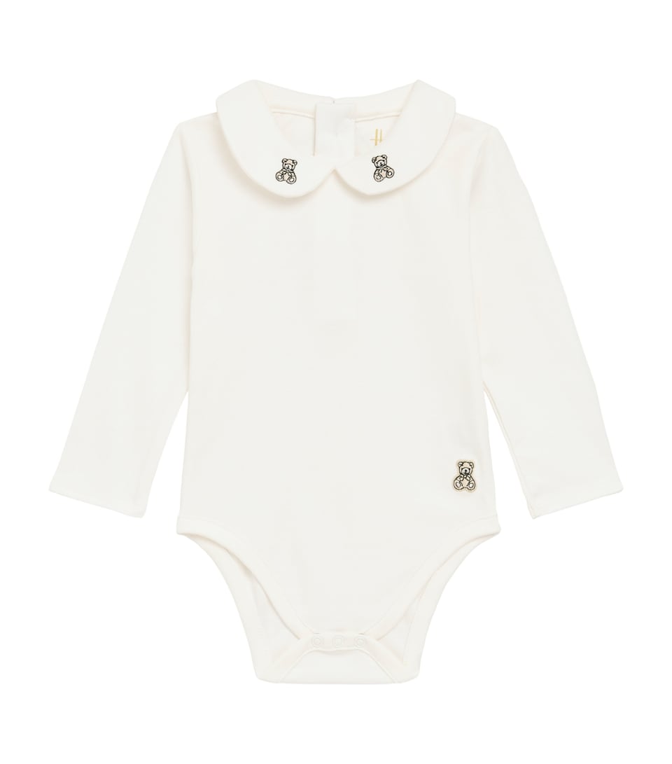 Harrods Pima Cotton Embroidered Bodysuit (0-18 Months) Ivory