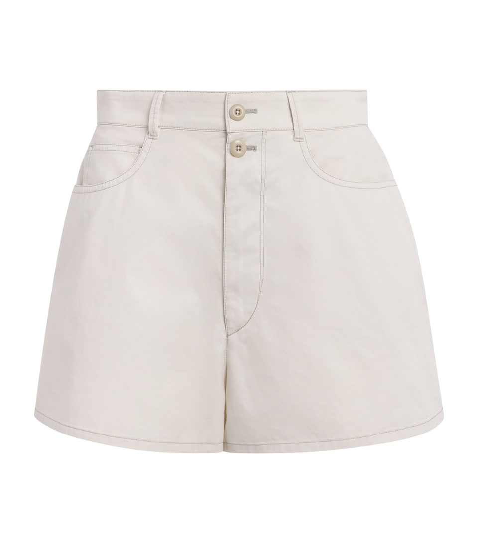 Lemaire Womens Cotton Twill Chino Shorts Rice Powder