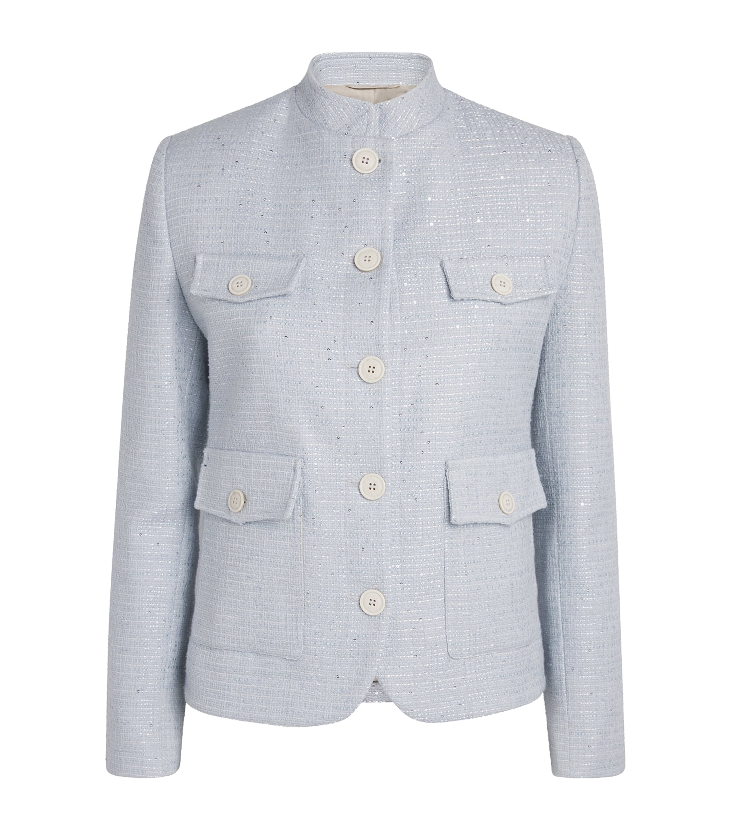 Eleventy Womens Bouclé Tweed Jacket Nuvola