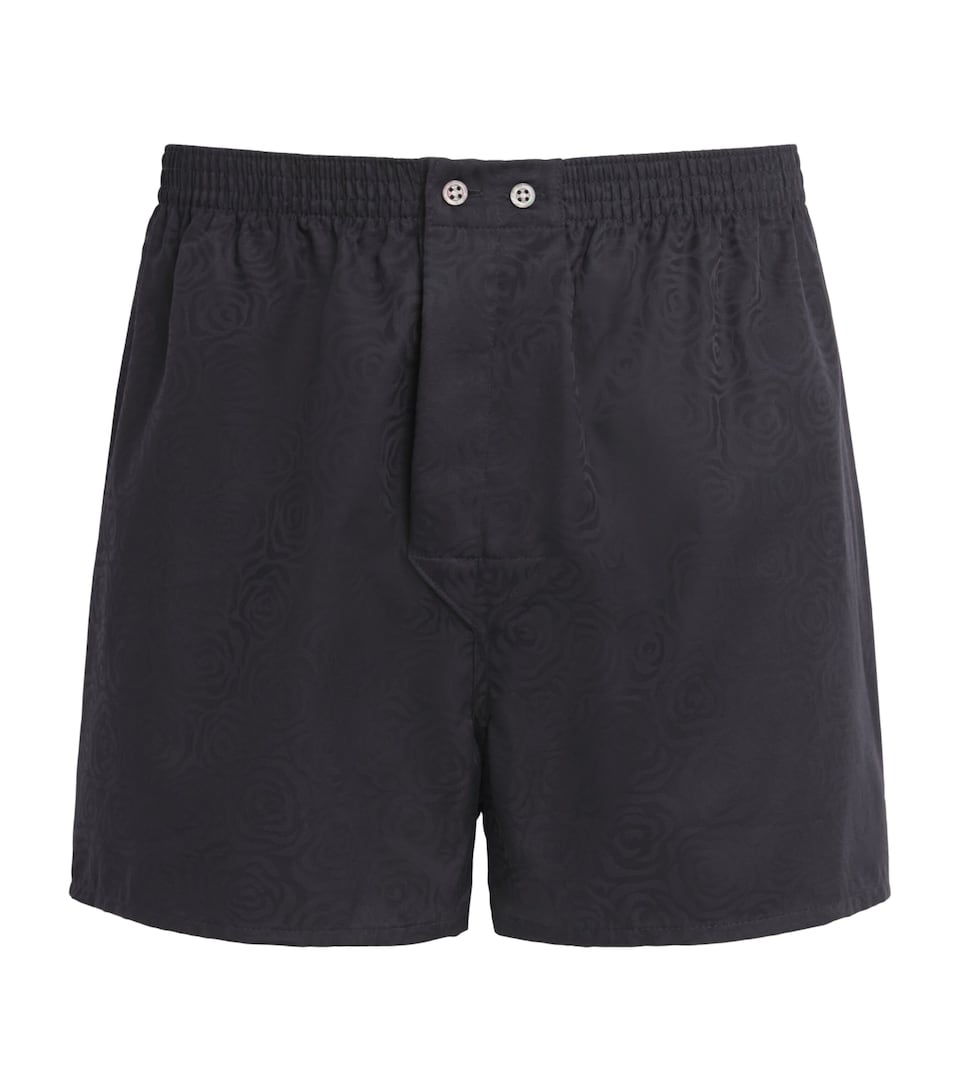 Derek Rose Mens Cotton Jacquard Boxer Shorts Bla