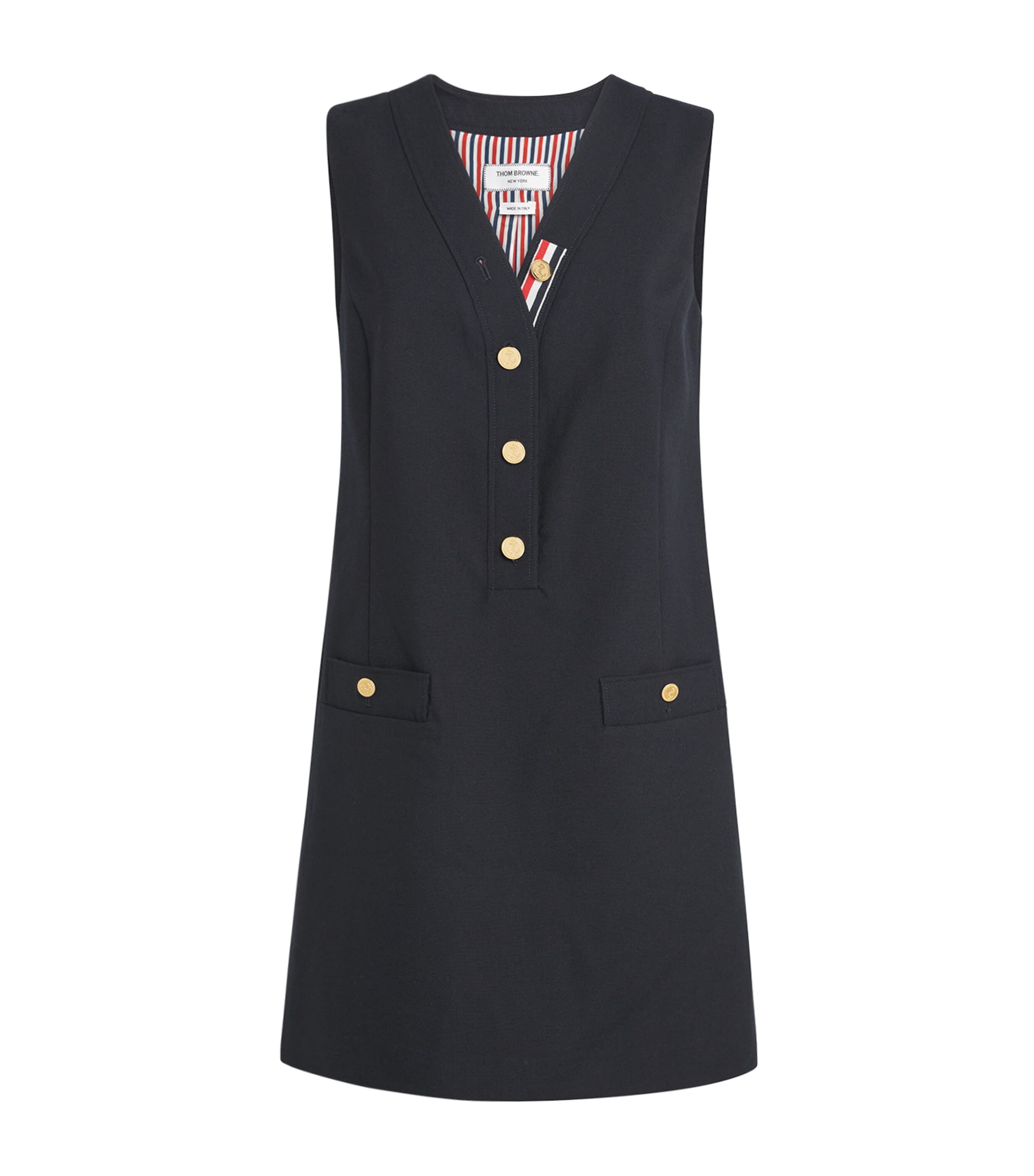 Thom Browne Womens Virgin Wool Cardigan Mini Dress Navy