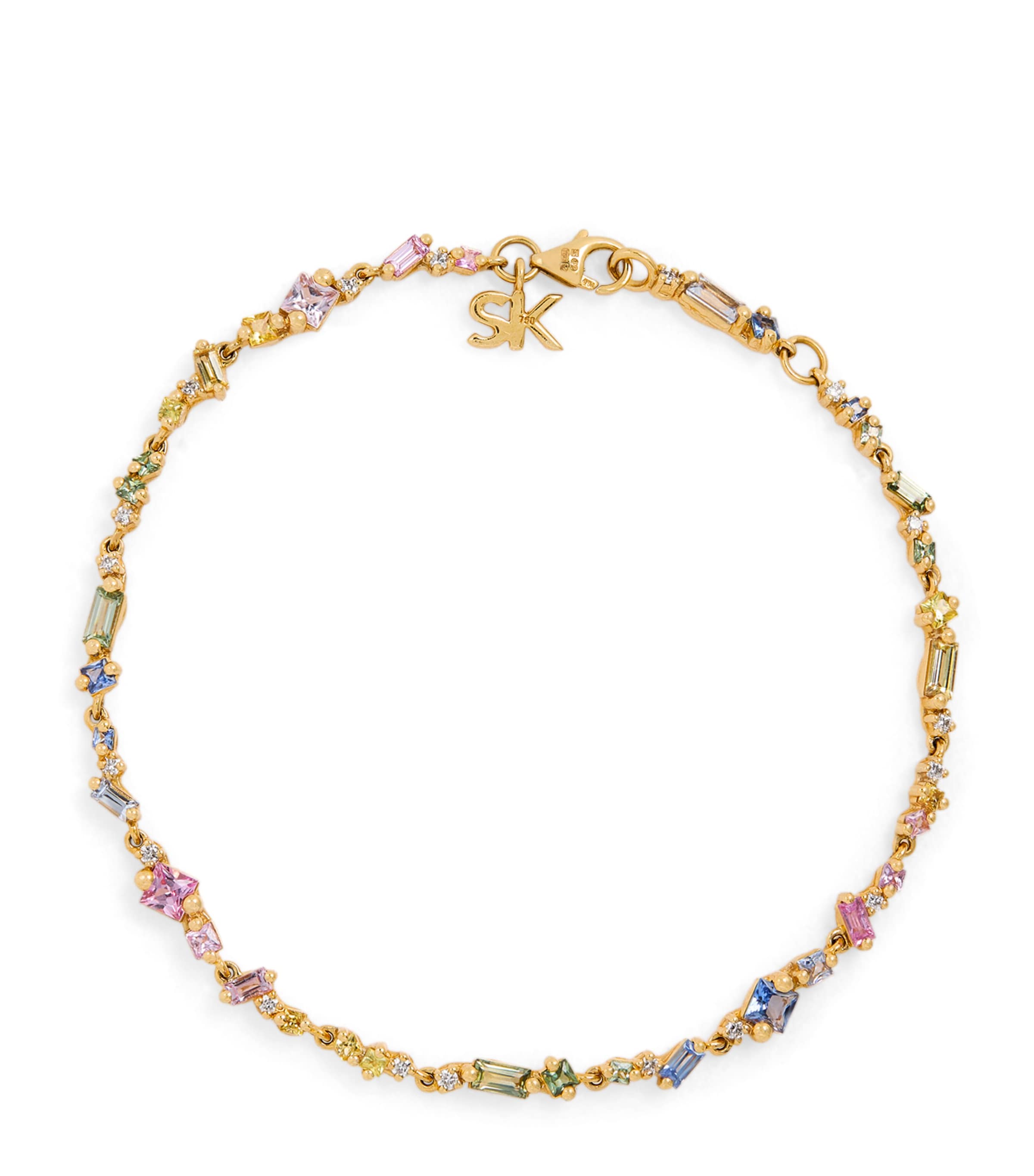 Yellow Gold, White Diamond and Pastel Sapphire La Fantaisie Bracelet