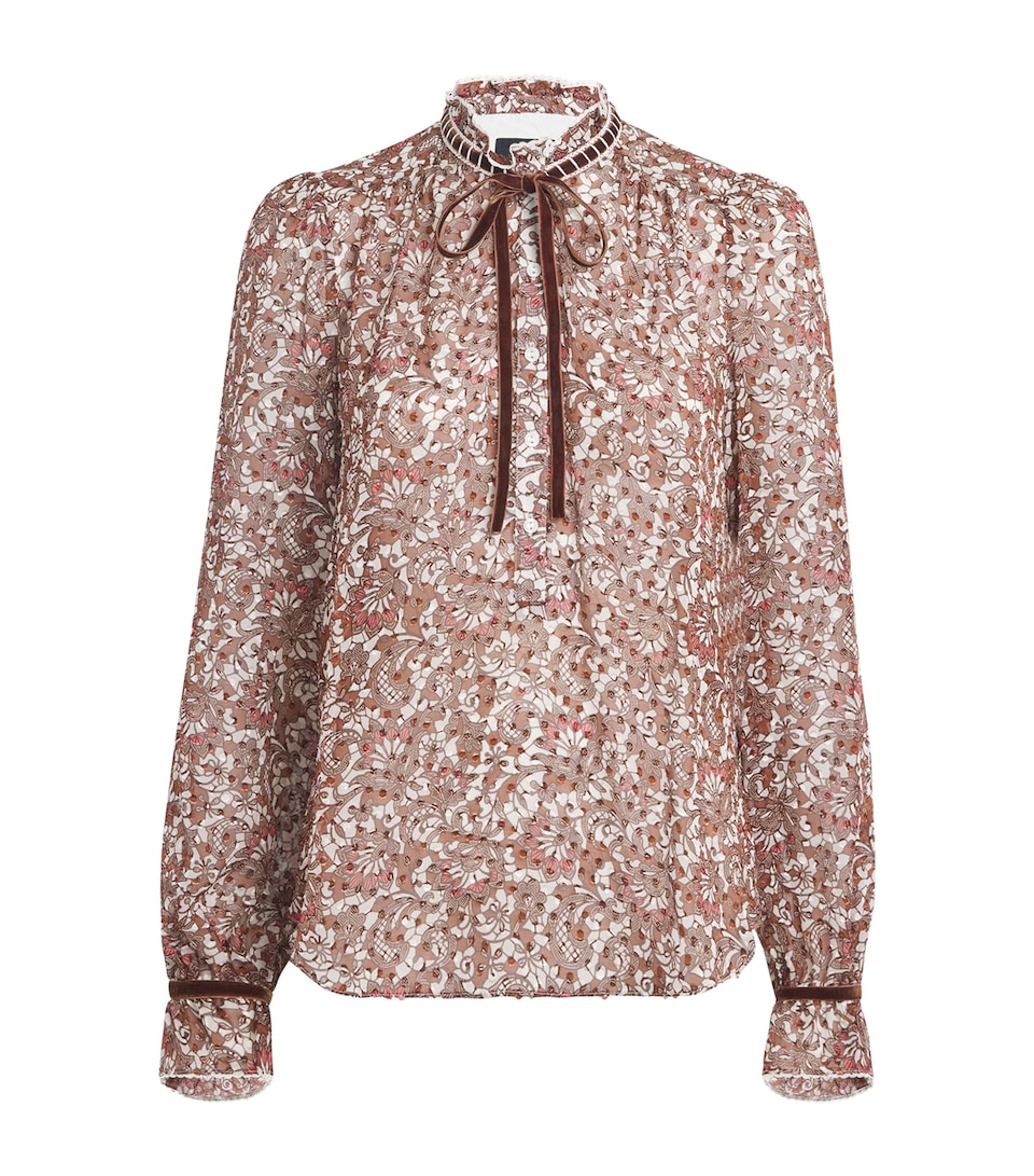 Silk-Blend Jacquard Blouse