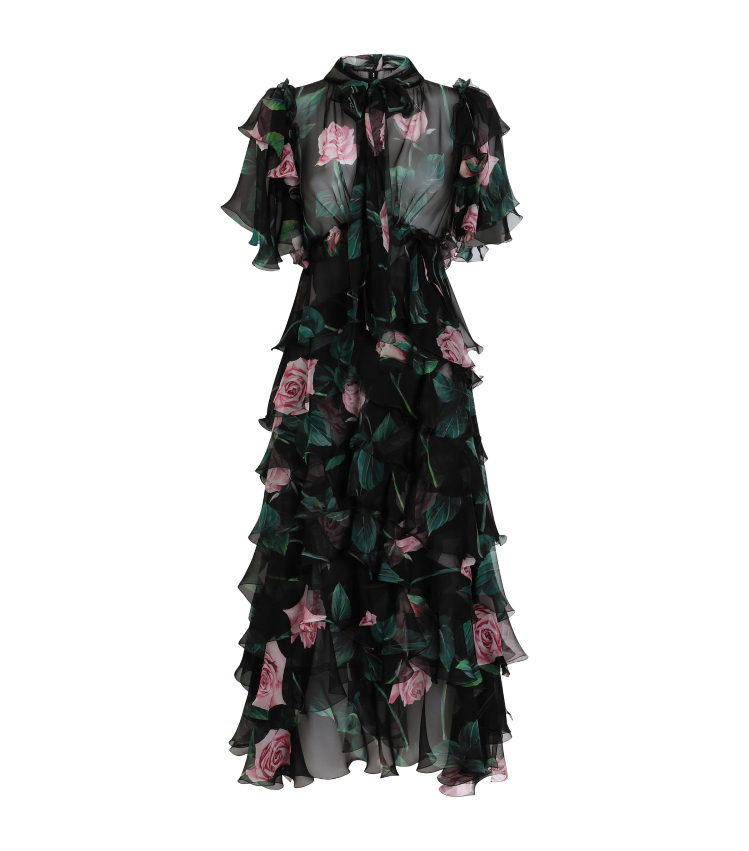 Silk Chiffon Tiered Dress