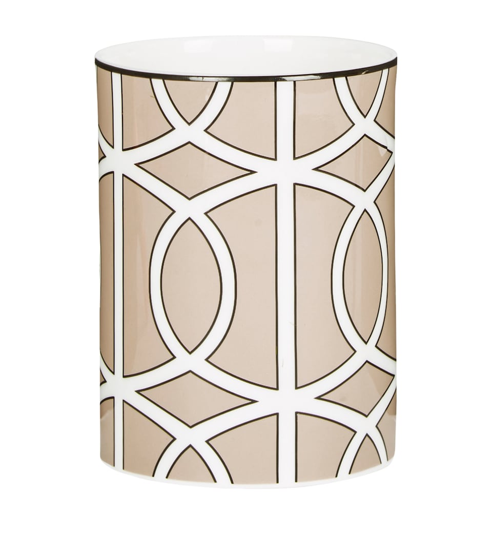 O.W.London Bone China Loop Vase (11.5cm) Truffle/white