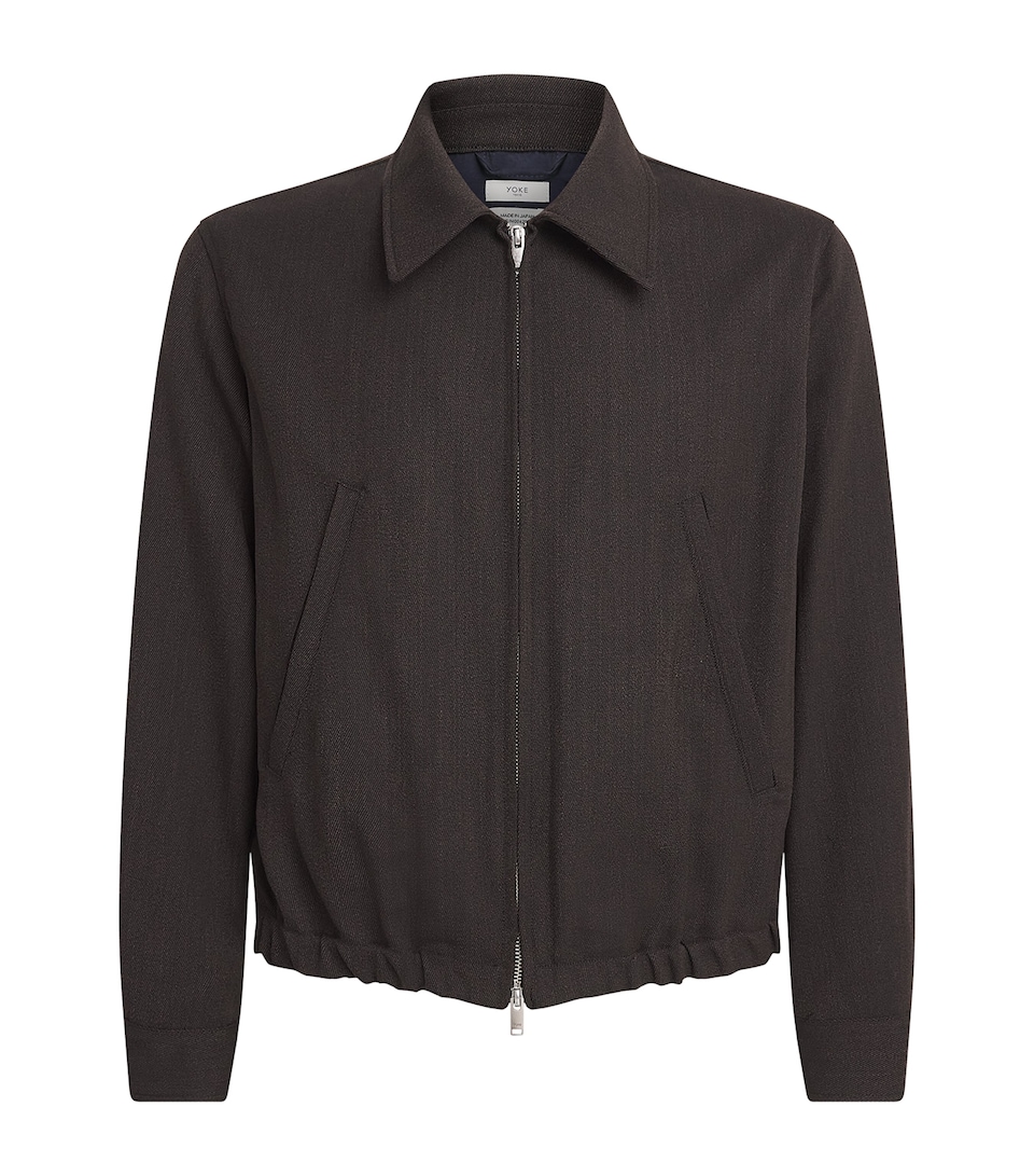 YOKE Mens Denim Bomber Jacket Brown