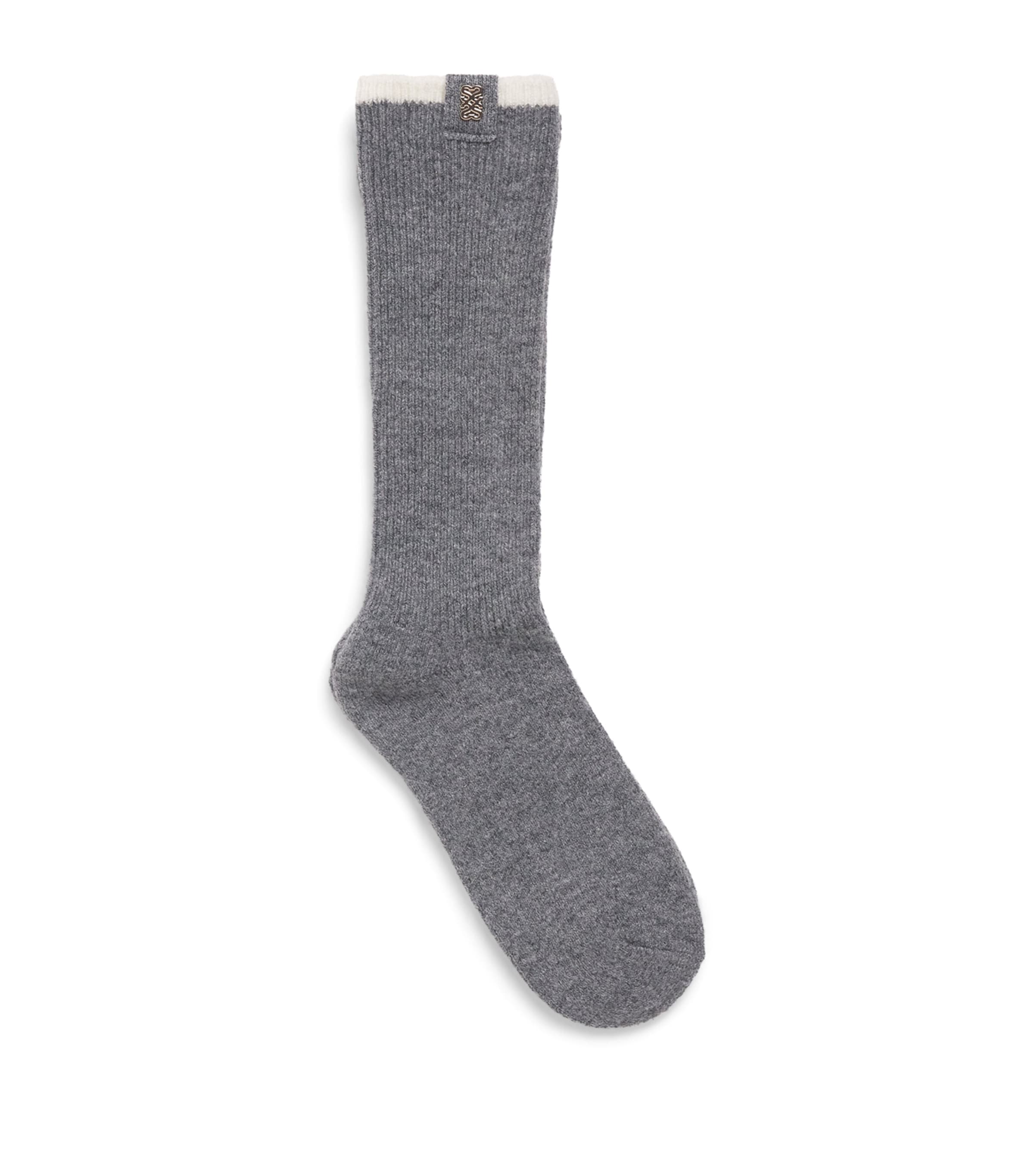 Wool-Cashmere-Blend Two-Tone Socks