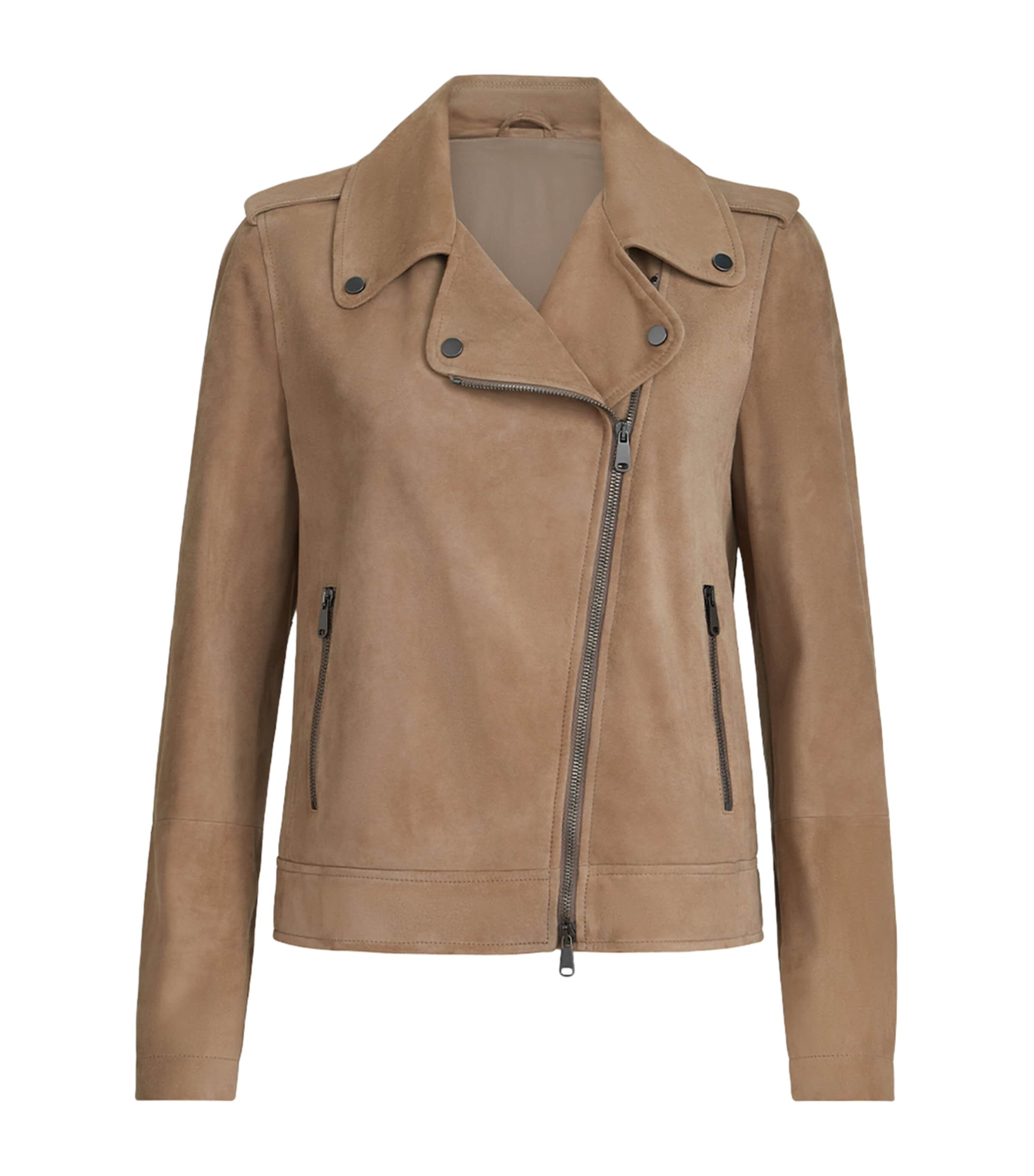 Brunello Cucinelli Womens Suede Biker Jacket