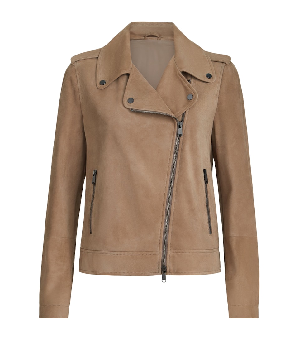 Brunello Cucinelli Womens Suede Biker Jacket